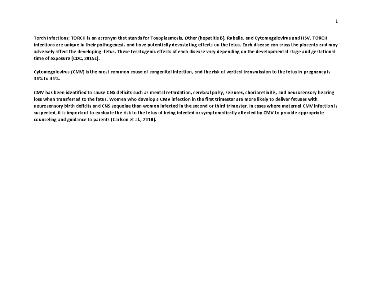 Torch Infections Read it Torch Infections TORCH is an acronym that