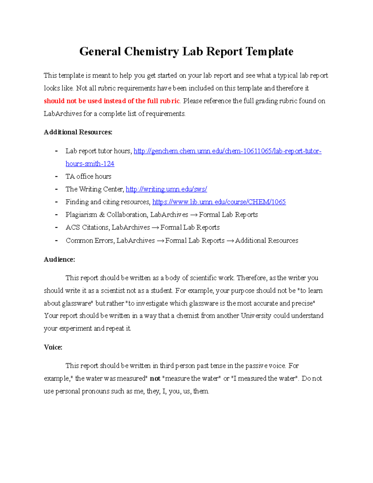 Lab Report Template Hel lo General Chemistry Lab Report Template