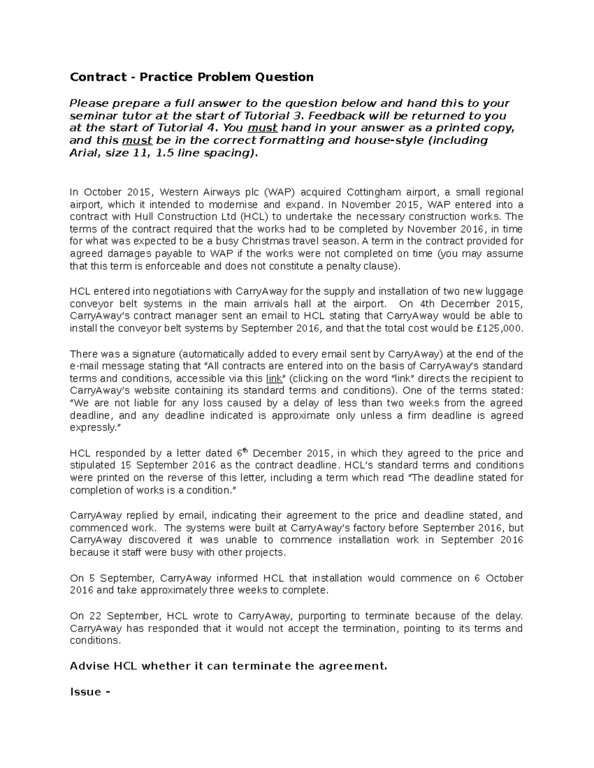 Practice problem Q - Contract - Practice Problem Question Please ...