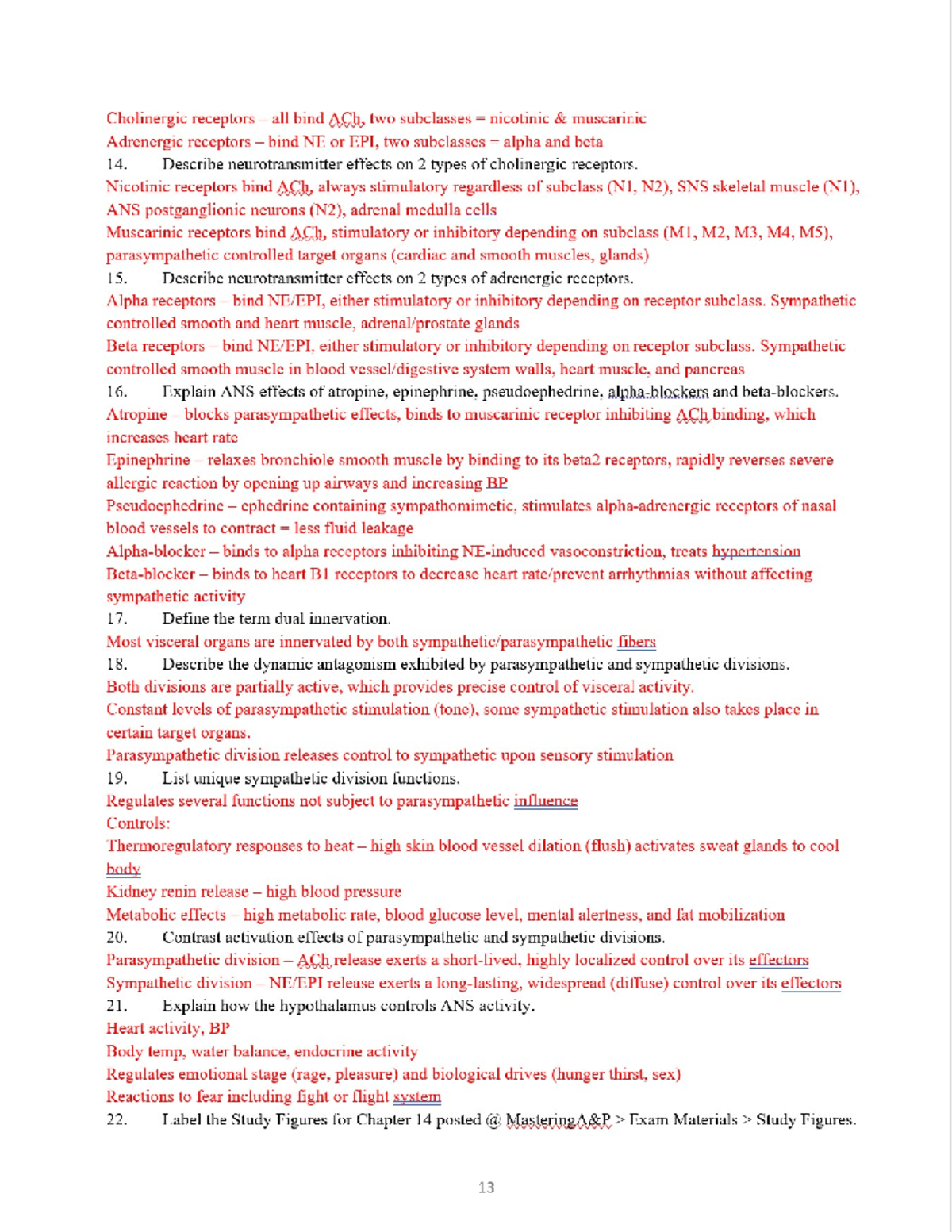 Exam 1 Study Guide Page 13 - Cholinergic Receptors All Bind ACh, Two ...