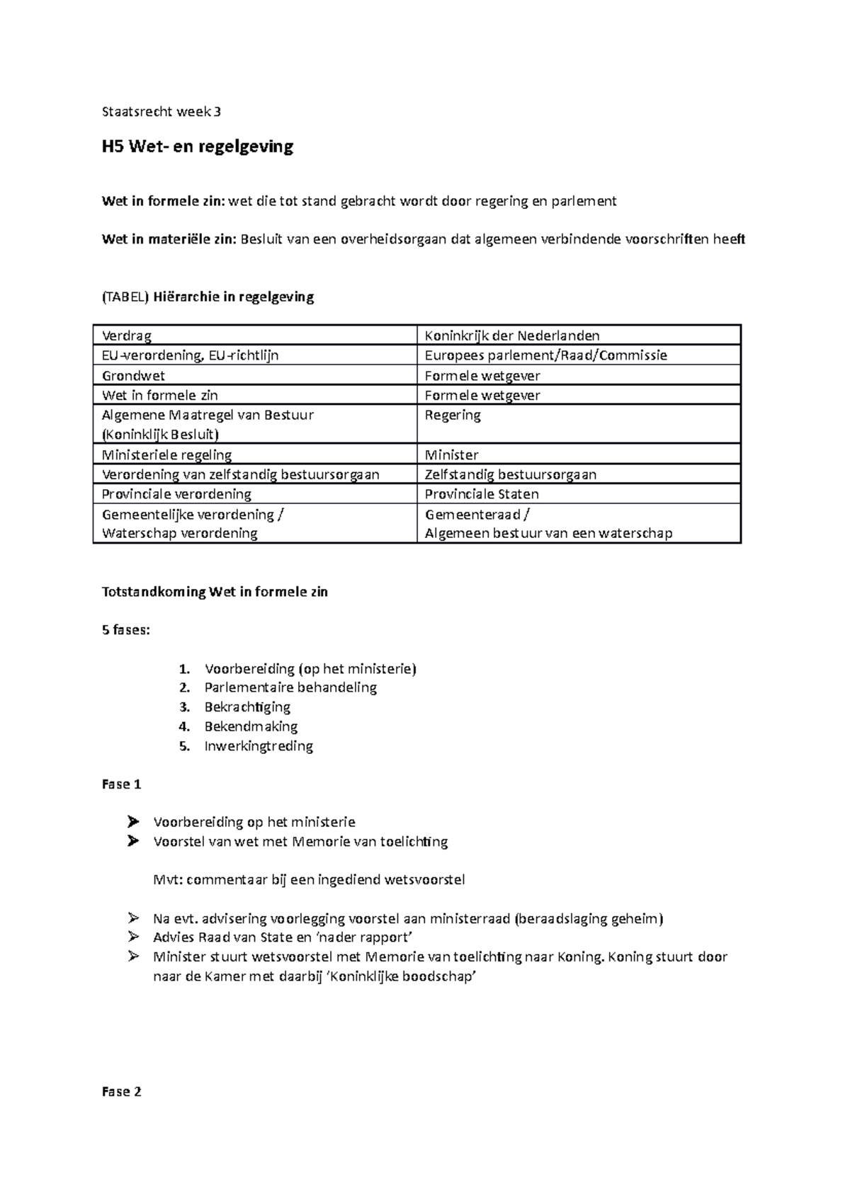 Staatsrecht Week 3 Aan - Staatsrecht Week 3 H5 Wet- En Regelgeving Wet ...