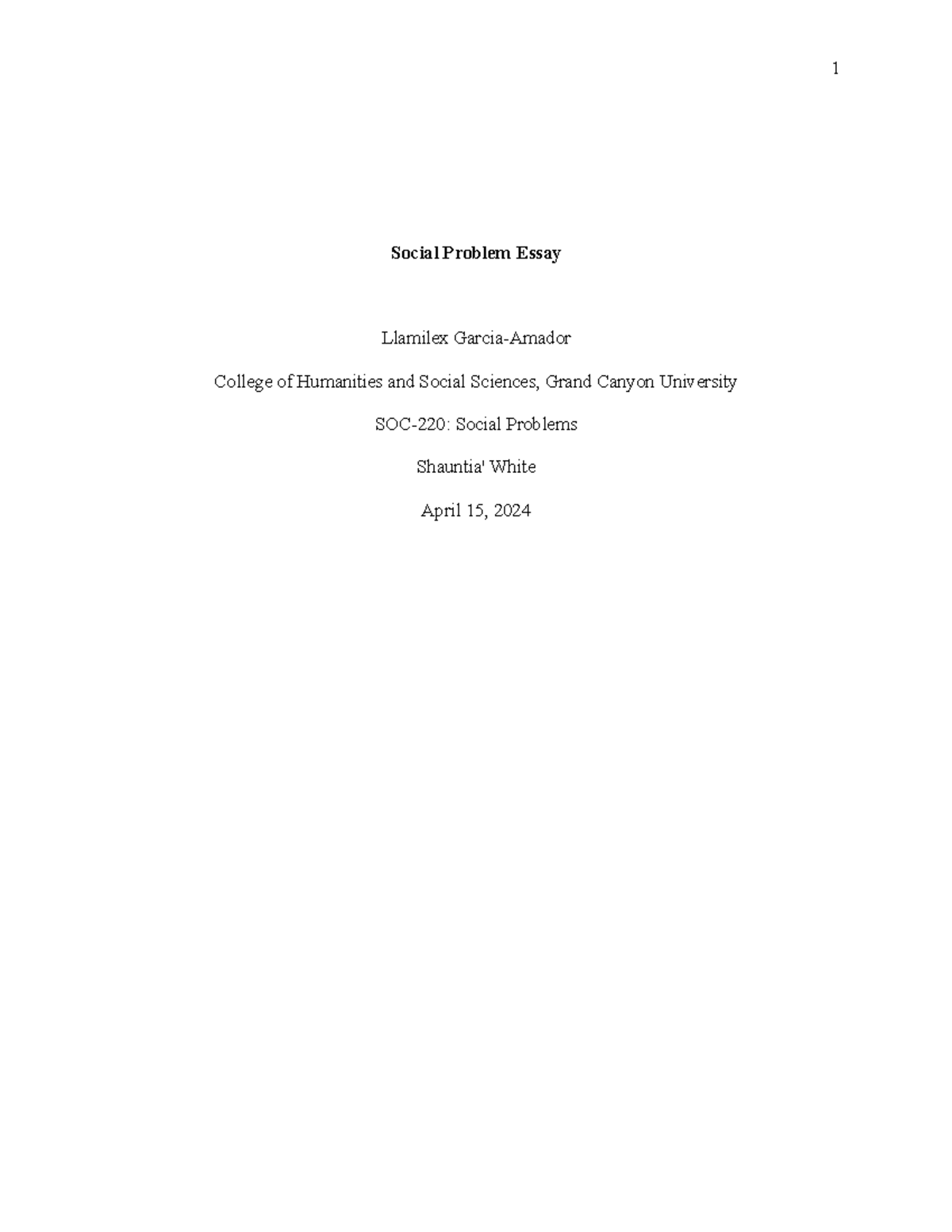 Social Problem Final - I haven't received a grade yet - Social Problem ...