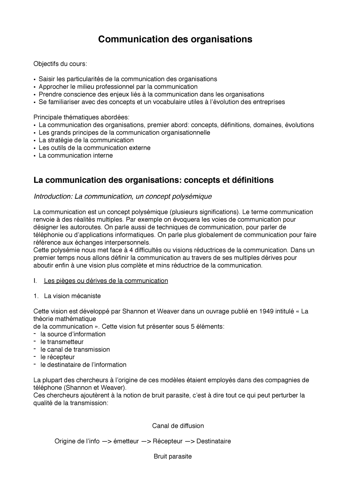 Thématique 1 - La Communication Des Organisations- Concepts Et ...