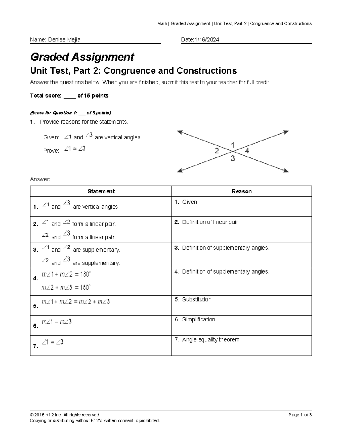 graded assignment unit test part 2 congruence and constructions