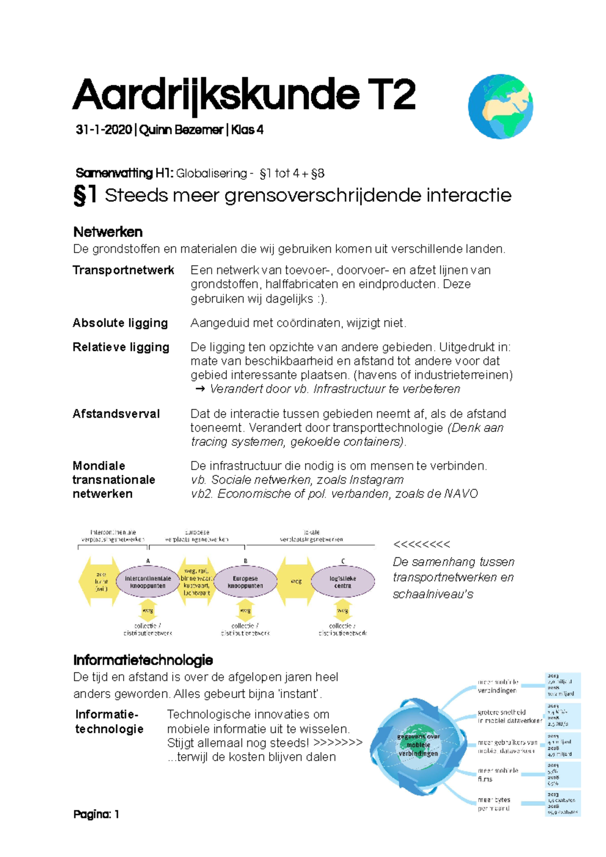 Samenvatting De Wereld Van Hoofdstuk 1: Globalisering - §1 Tot 4 + §8 ...