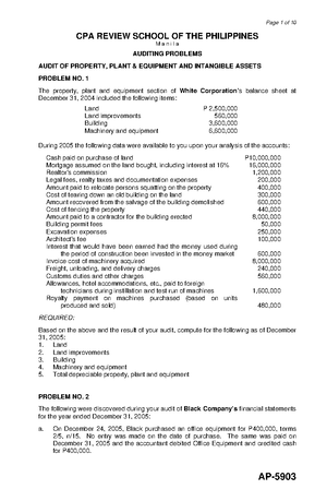 01 AUD Problems - PRACTICE MATERIALS FOR ACCOUNTANCY STUDENTS FOR THEIR ...