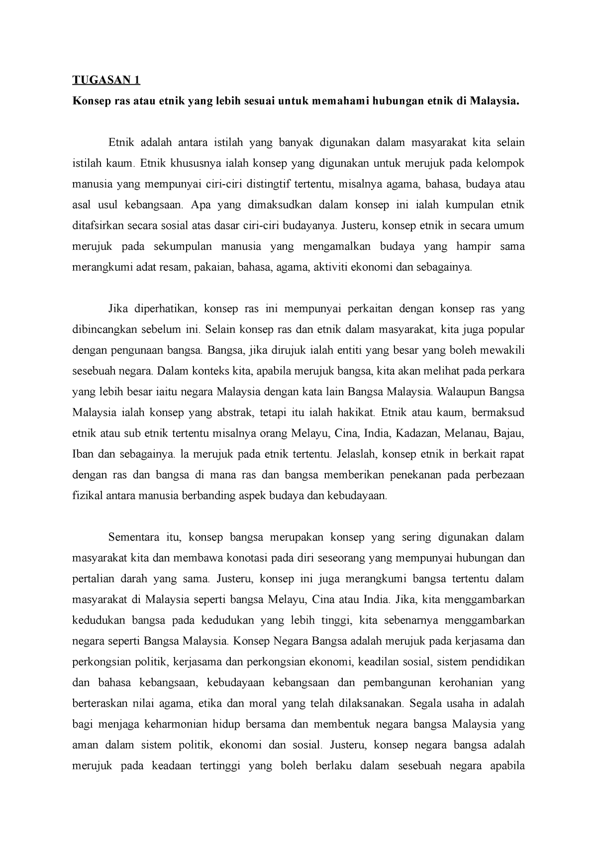 contoh tajuk assignment hubungan etnik