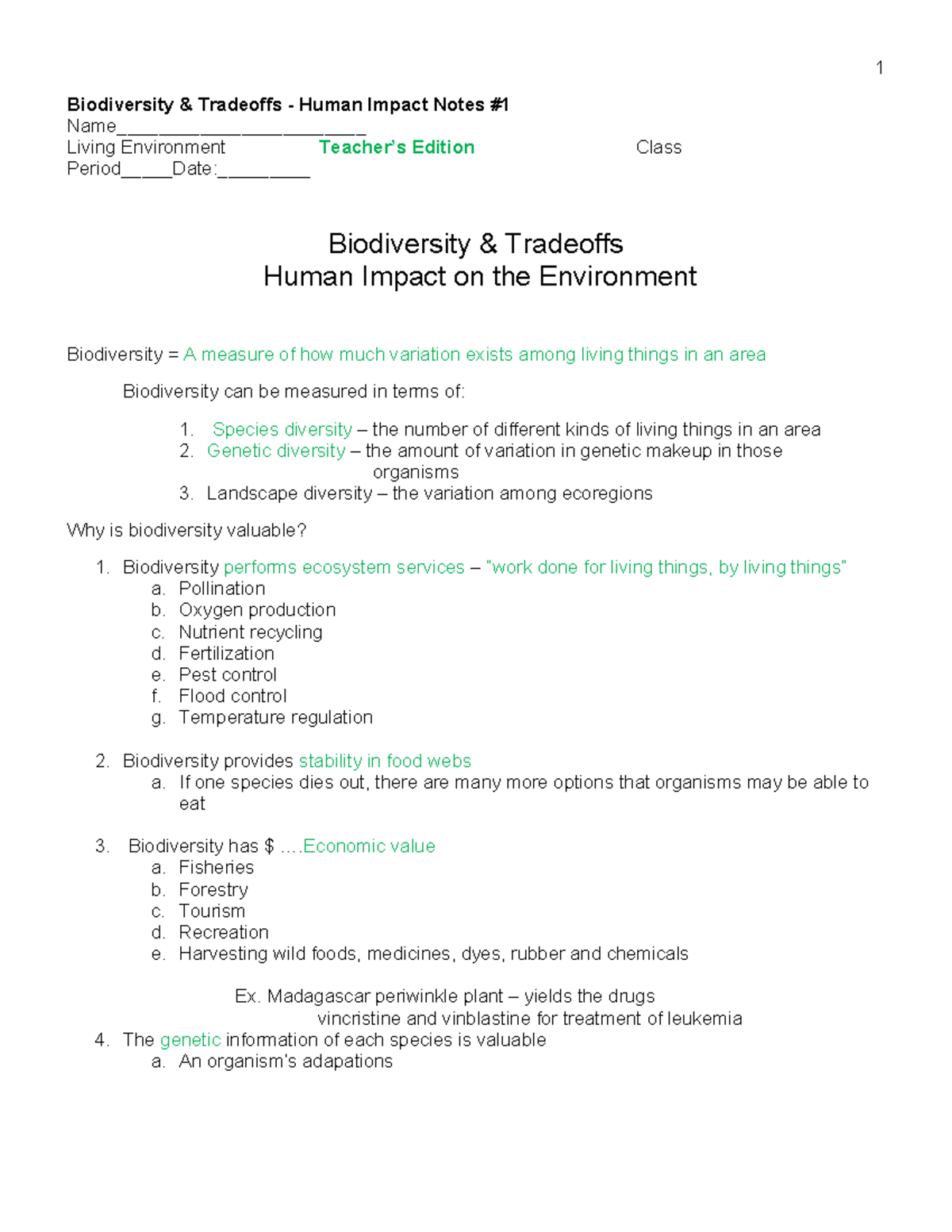 2 Biology Answer Keys Biodiversity Tradeoffs Human Impact Notes   Thumb 1200 1553 