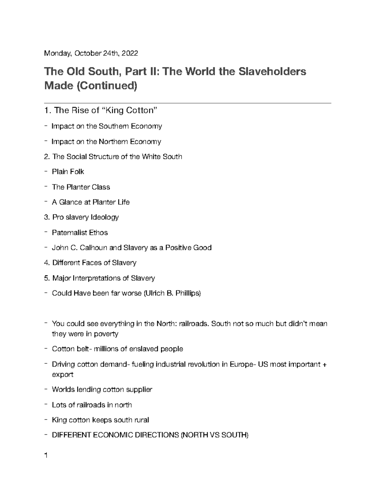 The old south part 2 monday october 24th 2022 the old south part