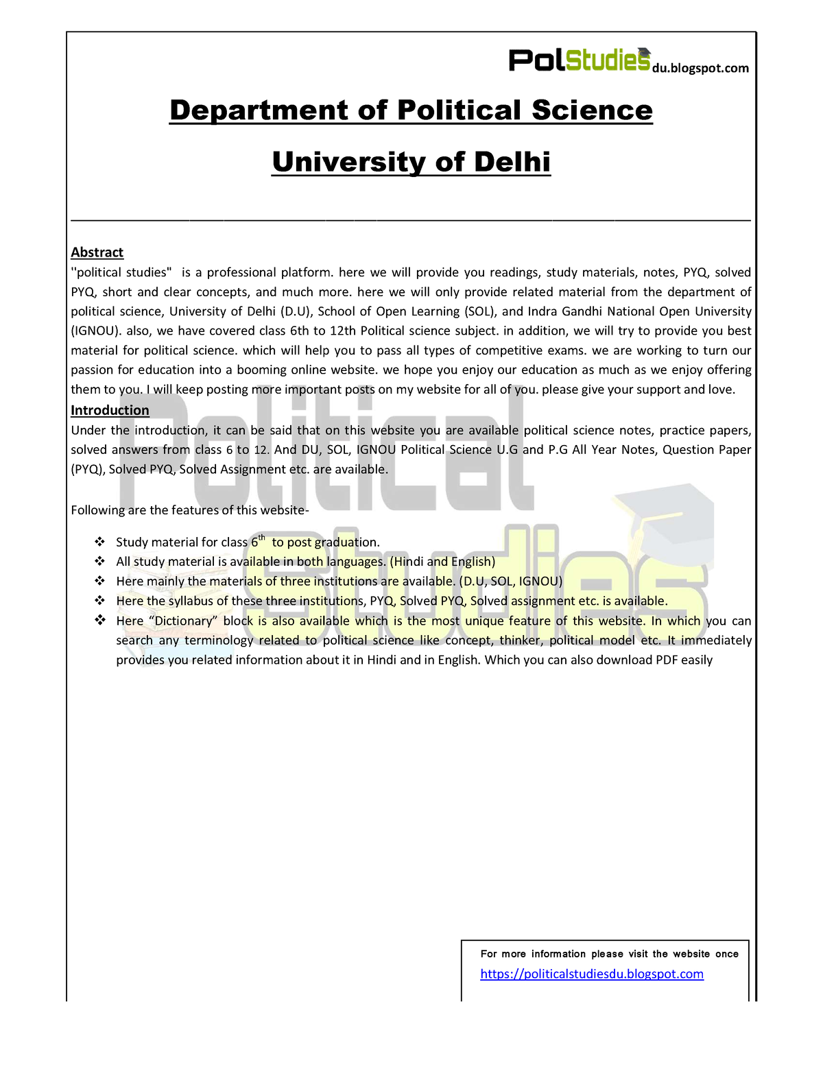 B.A (H) Political Science Syllabus - Department Of Political Science ...