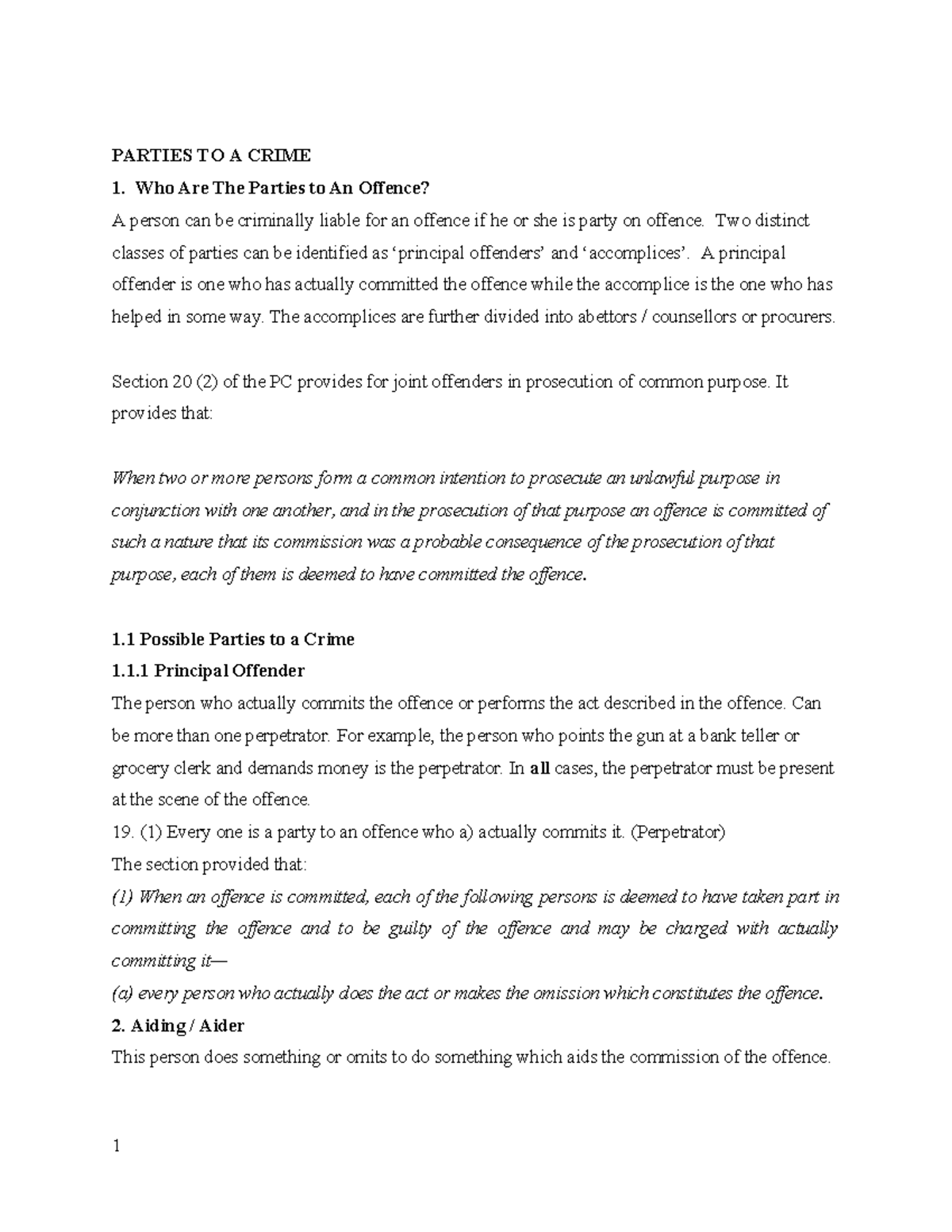 Parties of a crime Class-1 - PARTIES TO A CRIME Who Are The Parties to ...