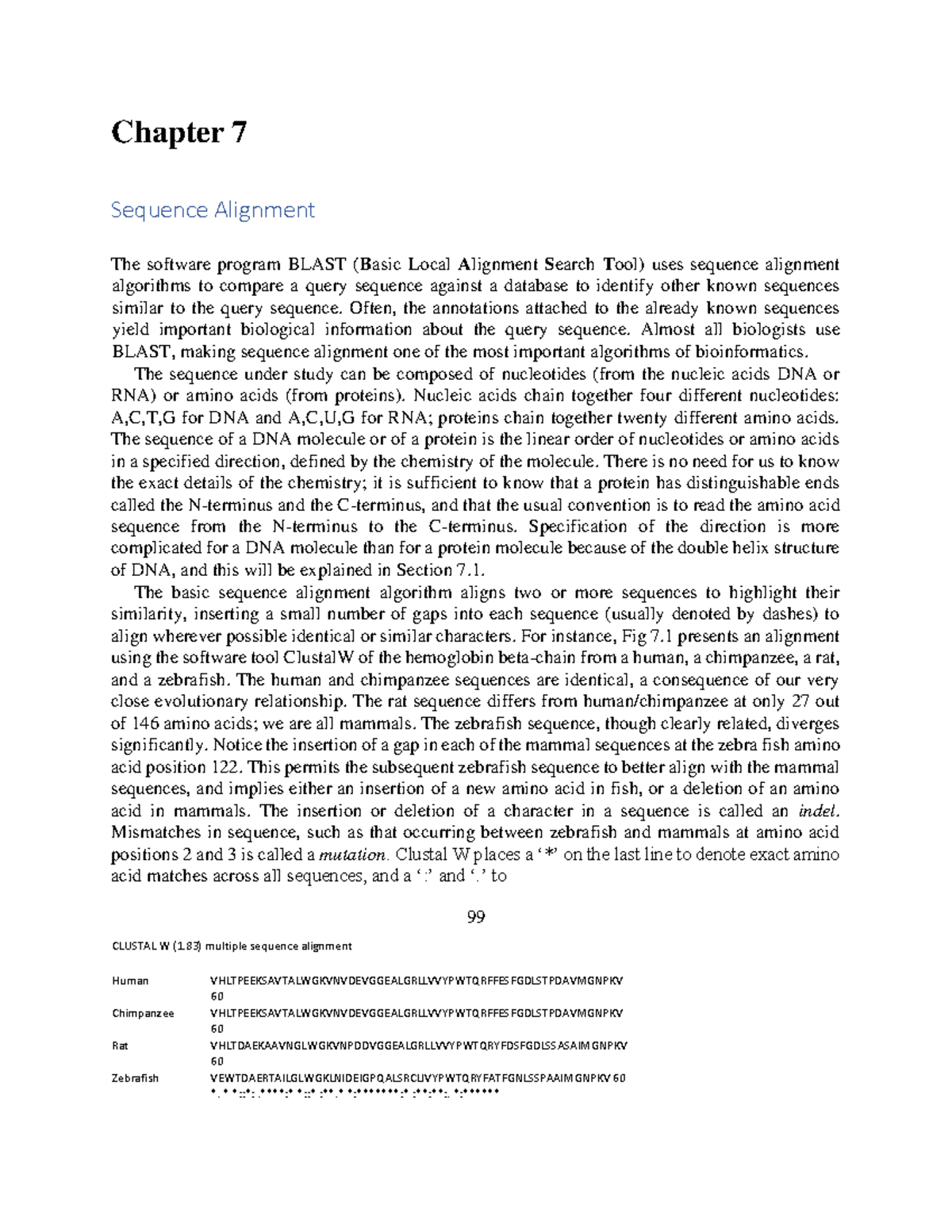 Sequence Alignment - Chapter 7 Sequence Alignment The software program ...