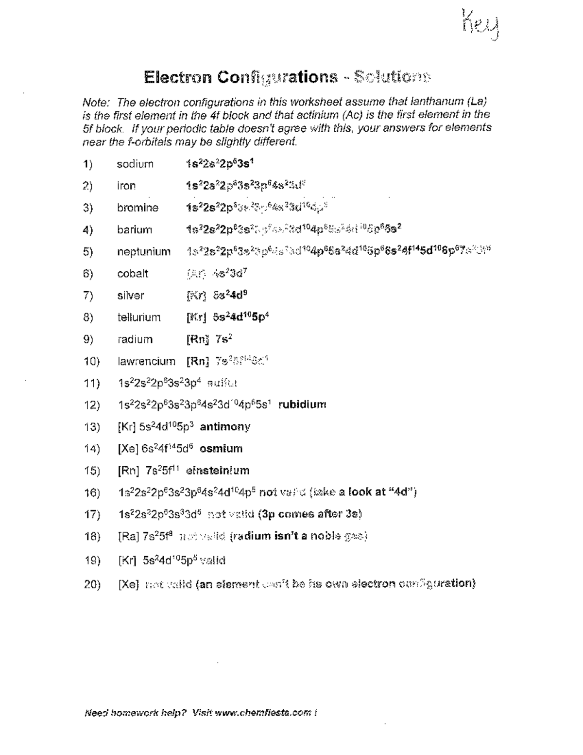 Electron configuration wkst KEY - Studocu