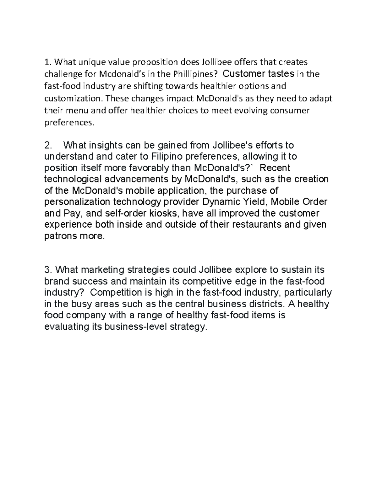 Coruz, Larry Jr Asilum BSBA 1A Activity 1 What unique value