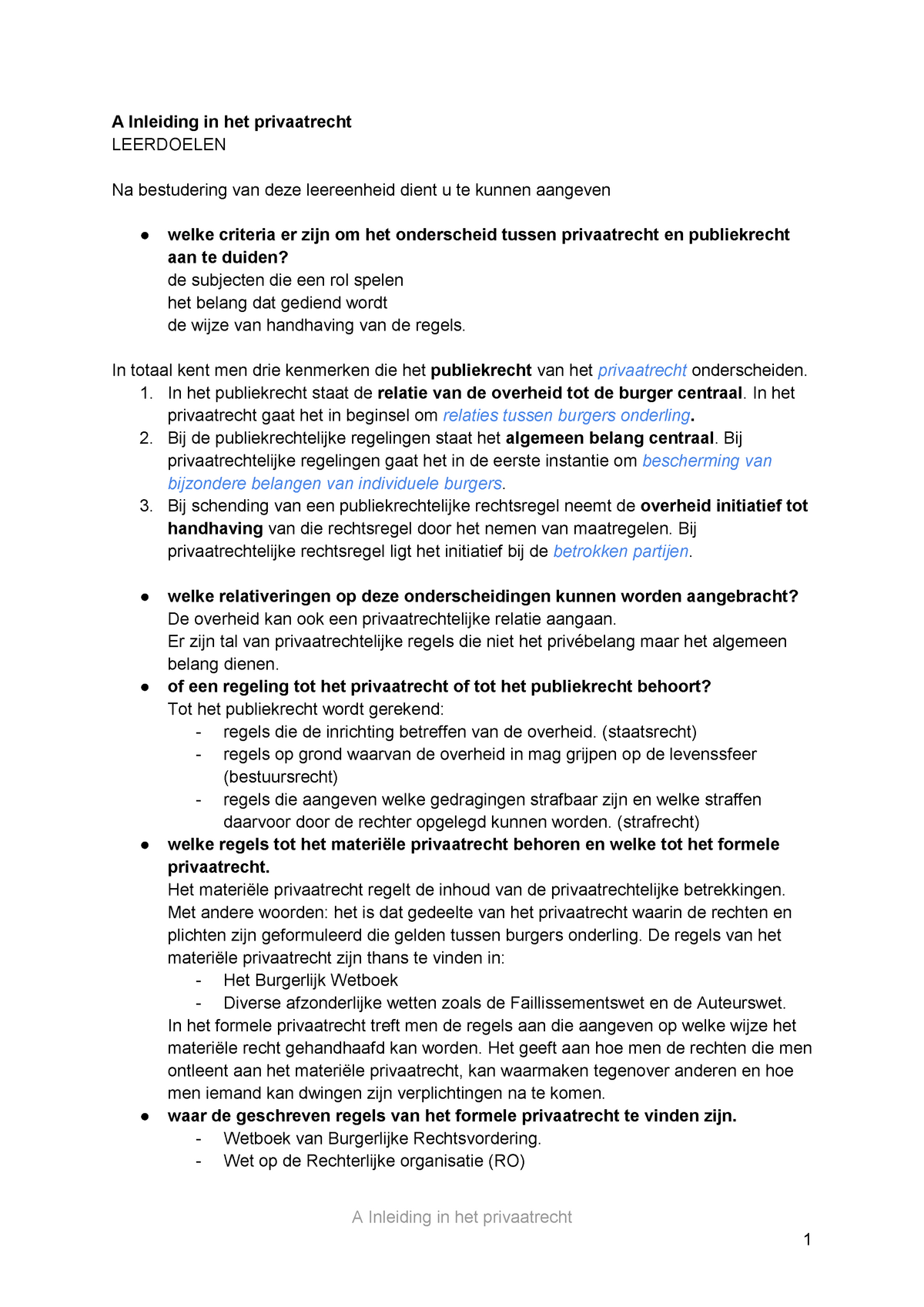 Samenvatting -inleiding Privaatrecht - A Inleiding In Het Privaatrecht ...