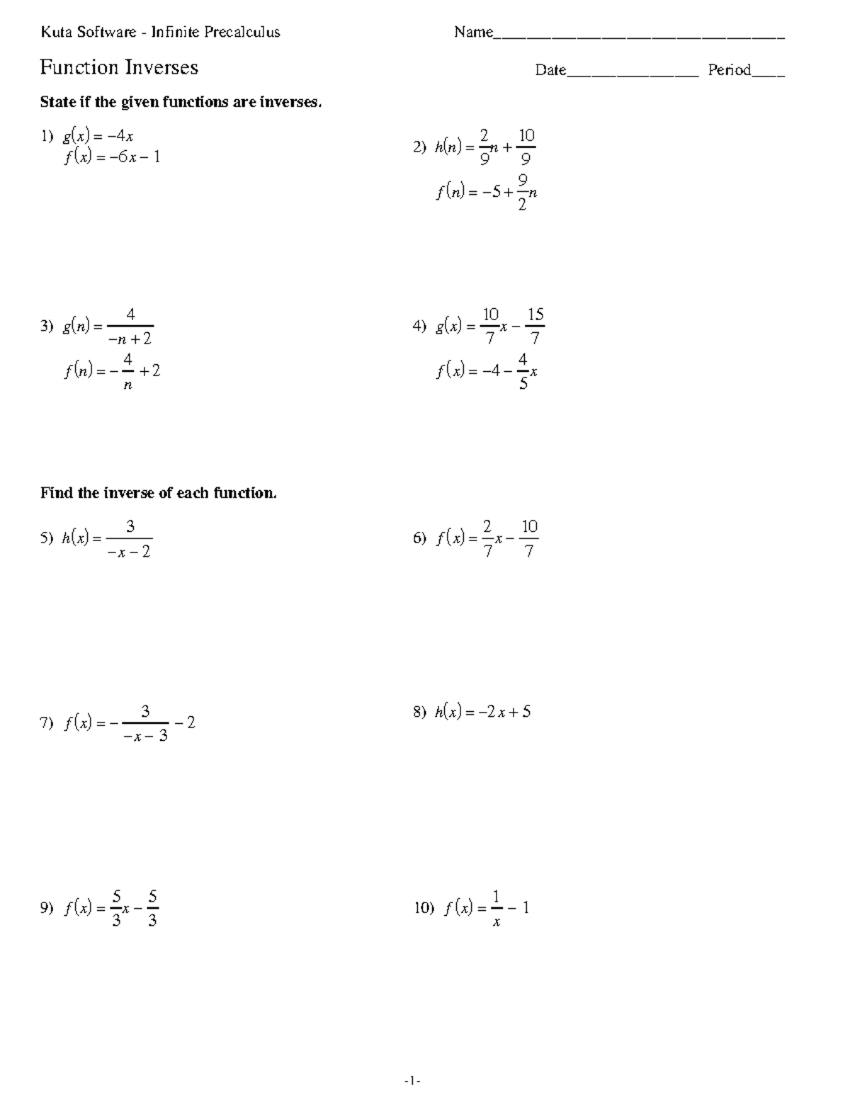 01 - Function Inverses worksheets - bs Administration management - LSPU ...