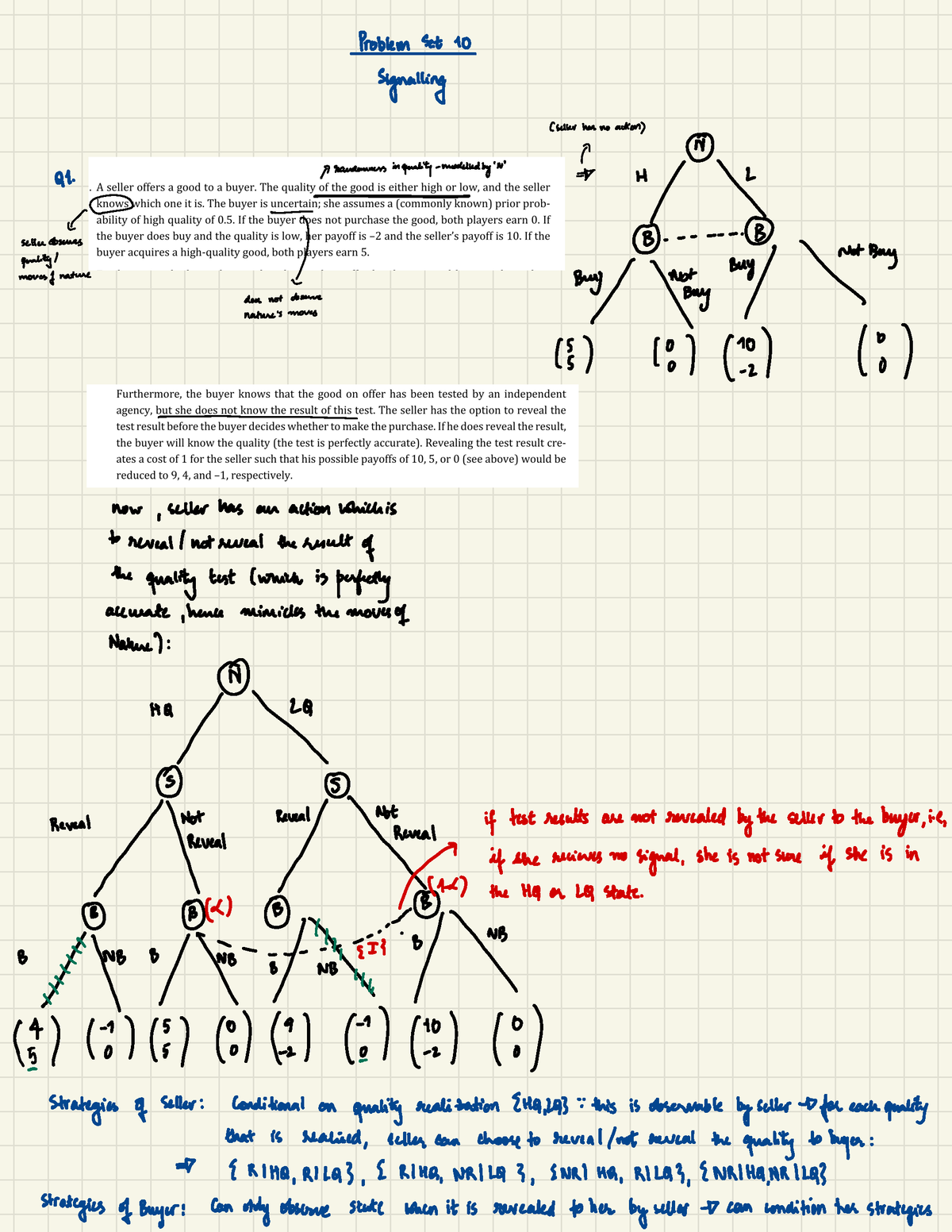 Problem Set 10 - .,. - Problem Set 10 Signalling Cellar Has No Action ↑ ...