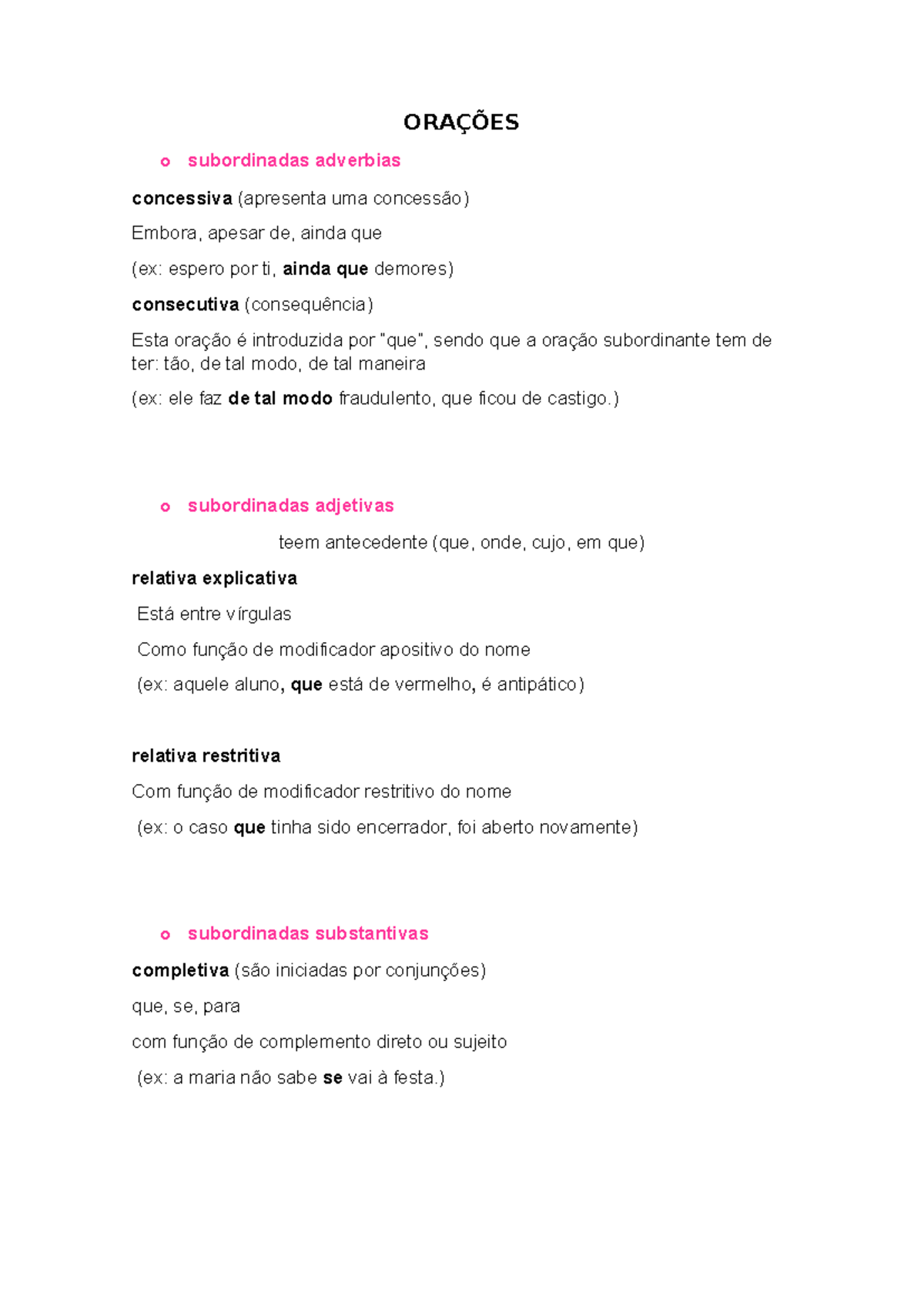 Orações - ORAÇÕES o subordinadas adverbias concessiva (apresenta uma ...