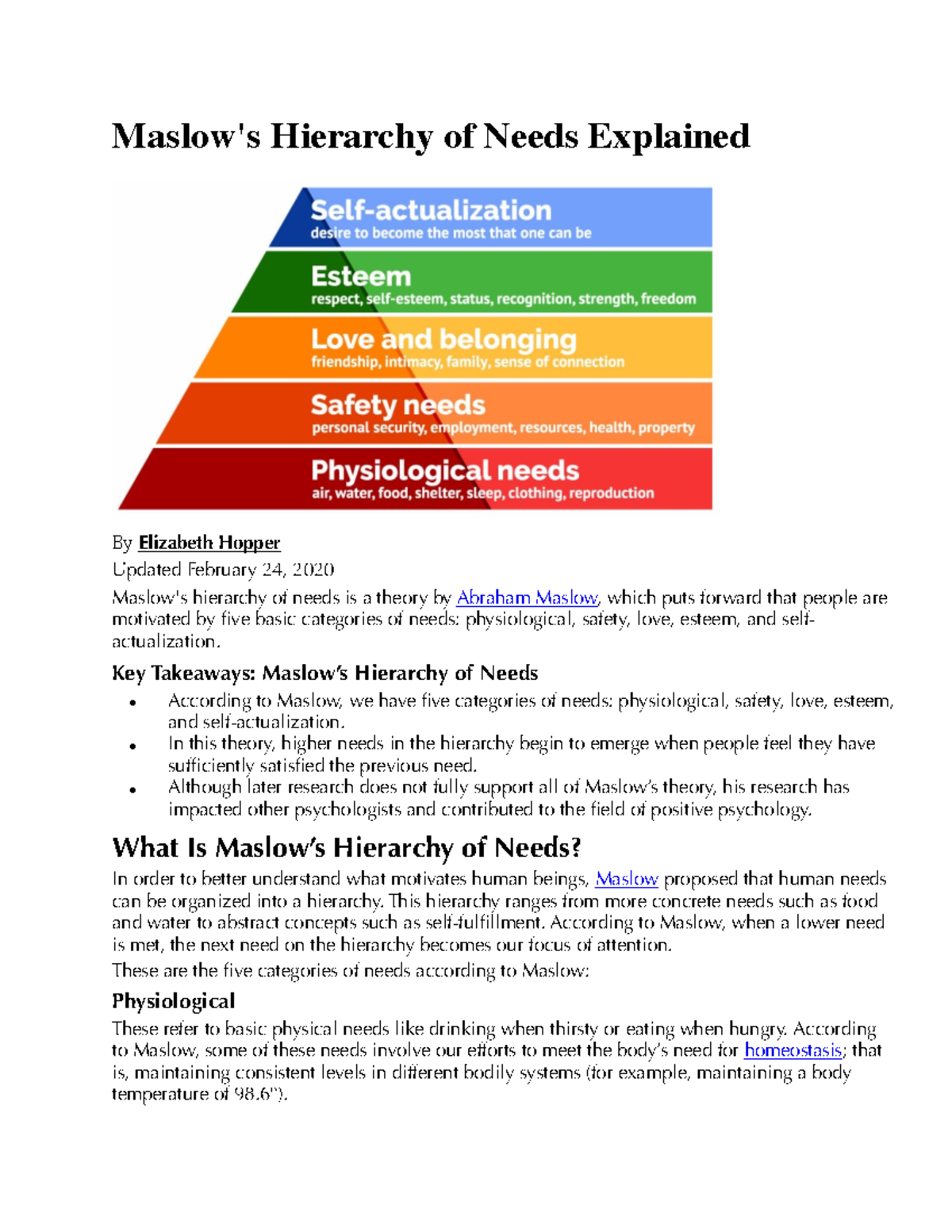 Maslow's Hierarchy of Needs - Key Takeaways: Maslow’s Hierarchy of ...