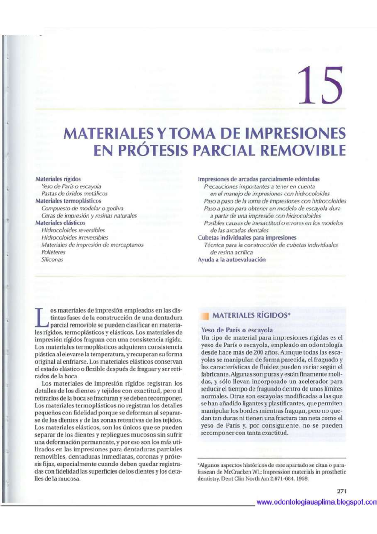 Capitulo 15 McCracken - 15 MATERIALES Y TOMA DE IMPRESIONES EN PRÓTESIS ...