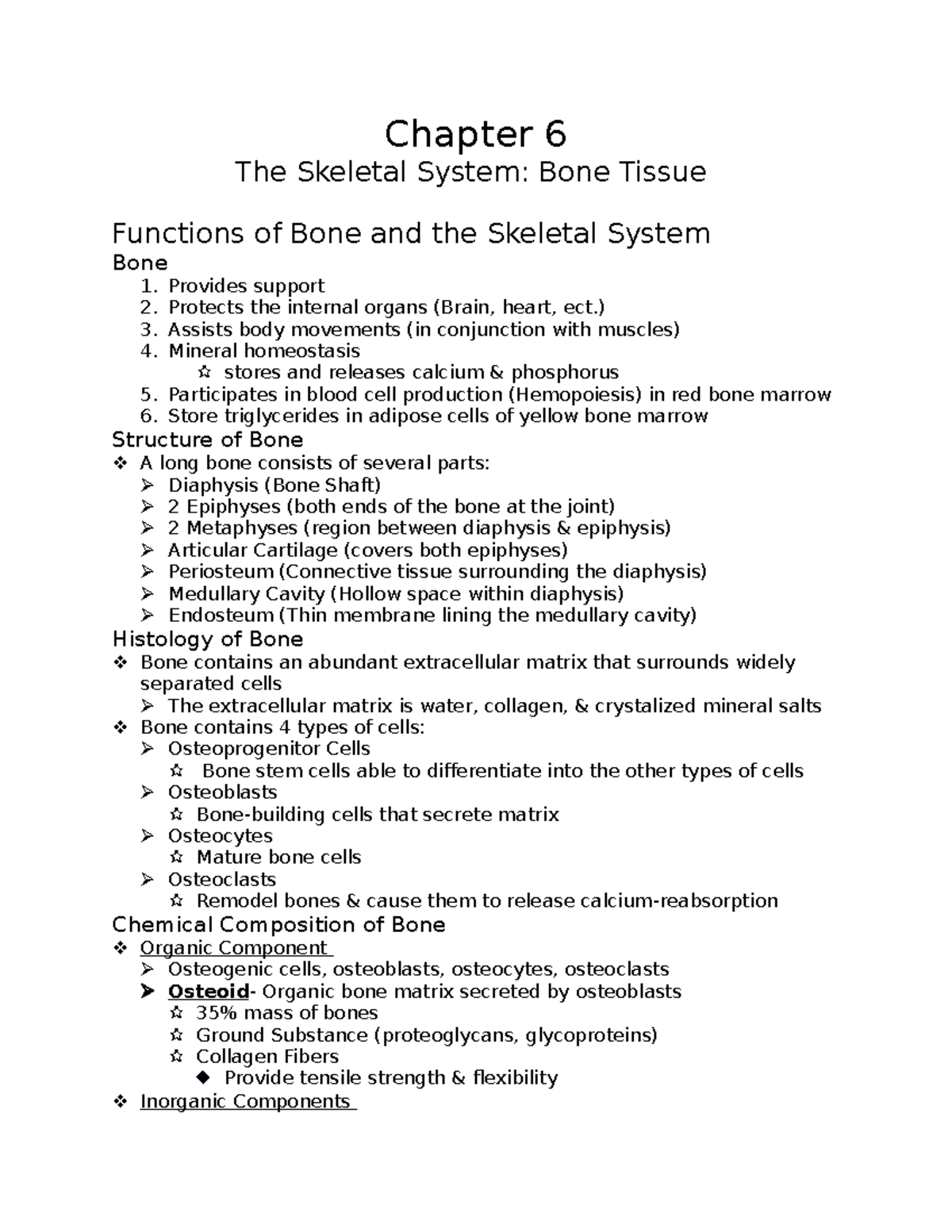 Chapter 6- Bone Tissue - Chapter 6 The Skeletal System: Bone Tissue ...