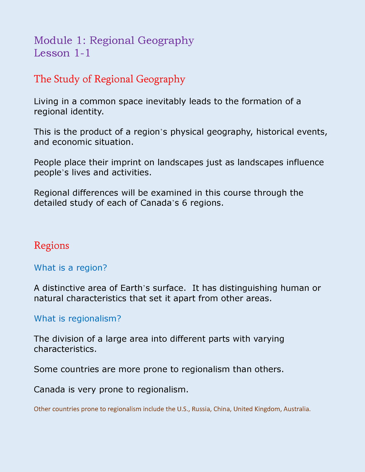 1-1 - 1-1 - Module 1: Regional Geography Lesson 1 - 1 The Study Of ...