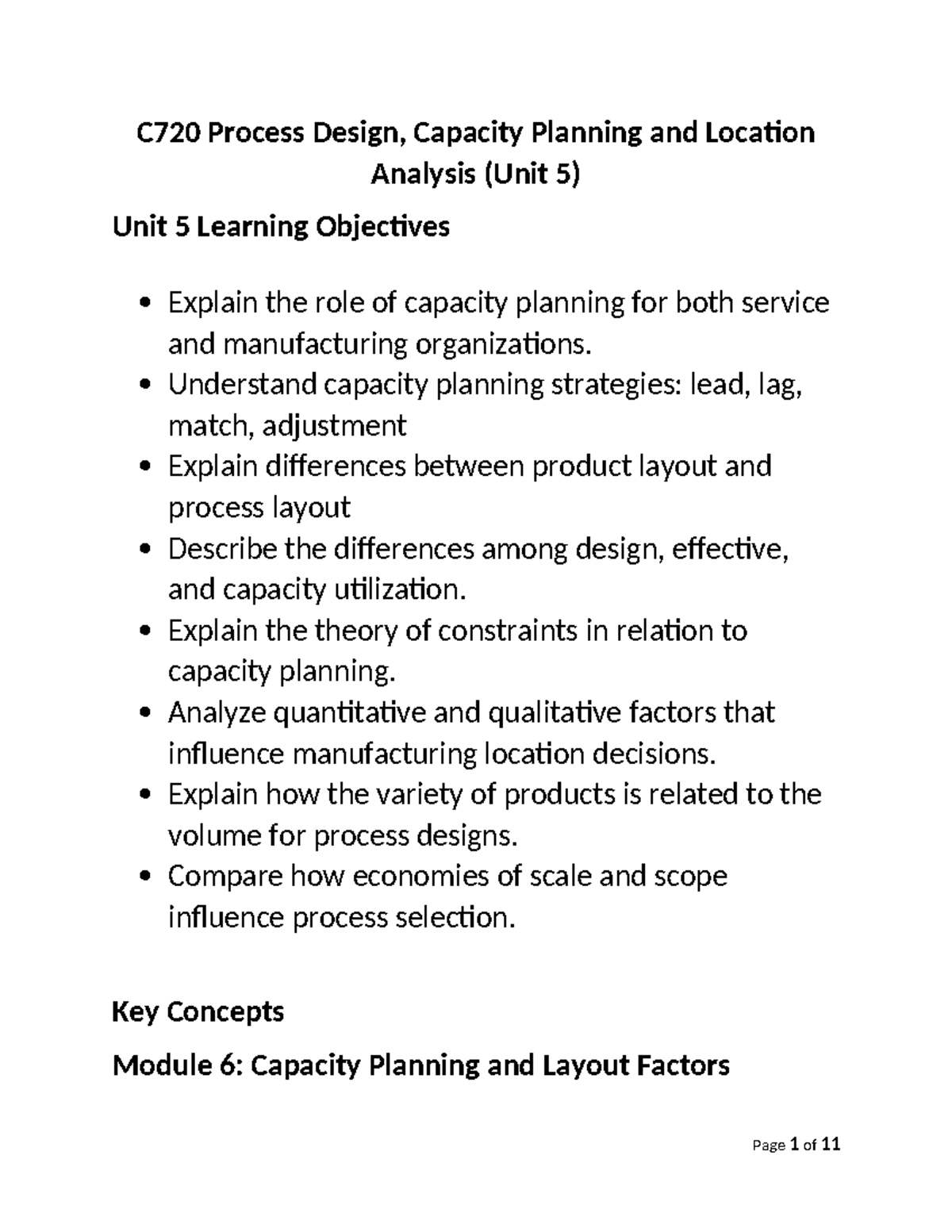 C720PR 1 - Comps - C720 Process Design, Capacity Planning and Location ...