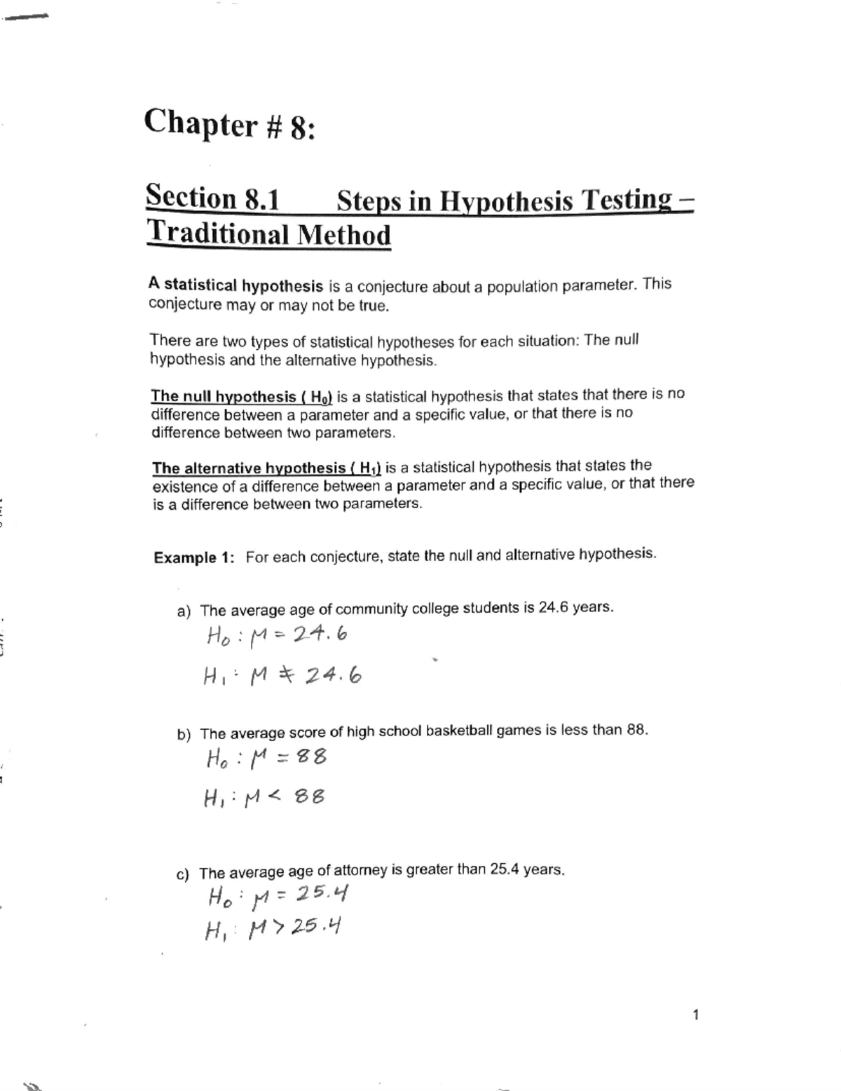 Chapter 8 - Elias - Chapter 8: Section 8 Steps in Hypothesis Testing ...