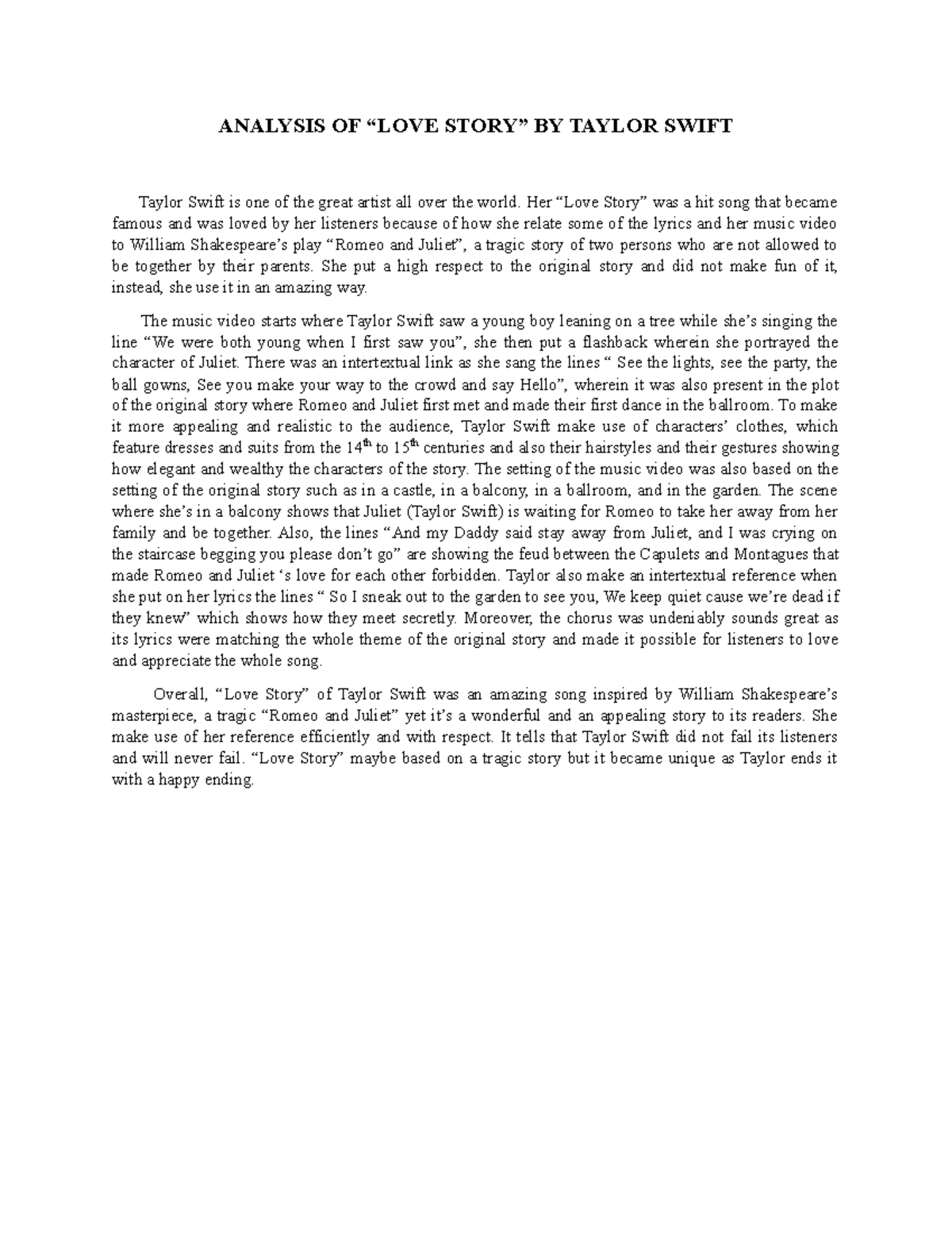 Jane Cabusbusan Intertextuality analysis of Love Story ANALYSIS OF