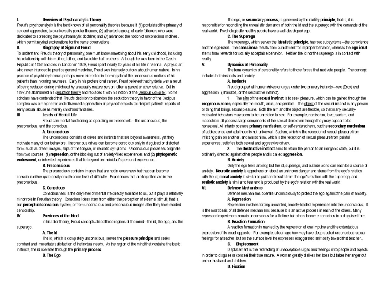 Reviewer TOP - its just my notes for TOP - I. Overview of ...