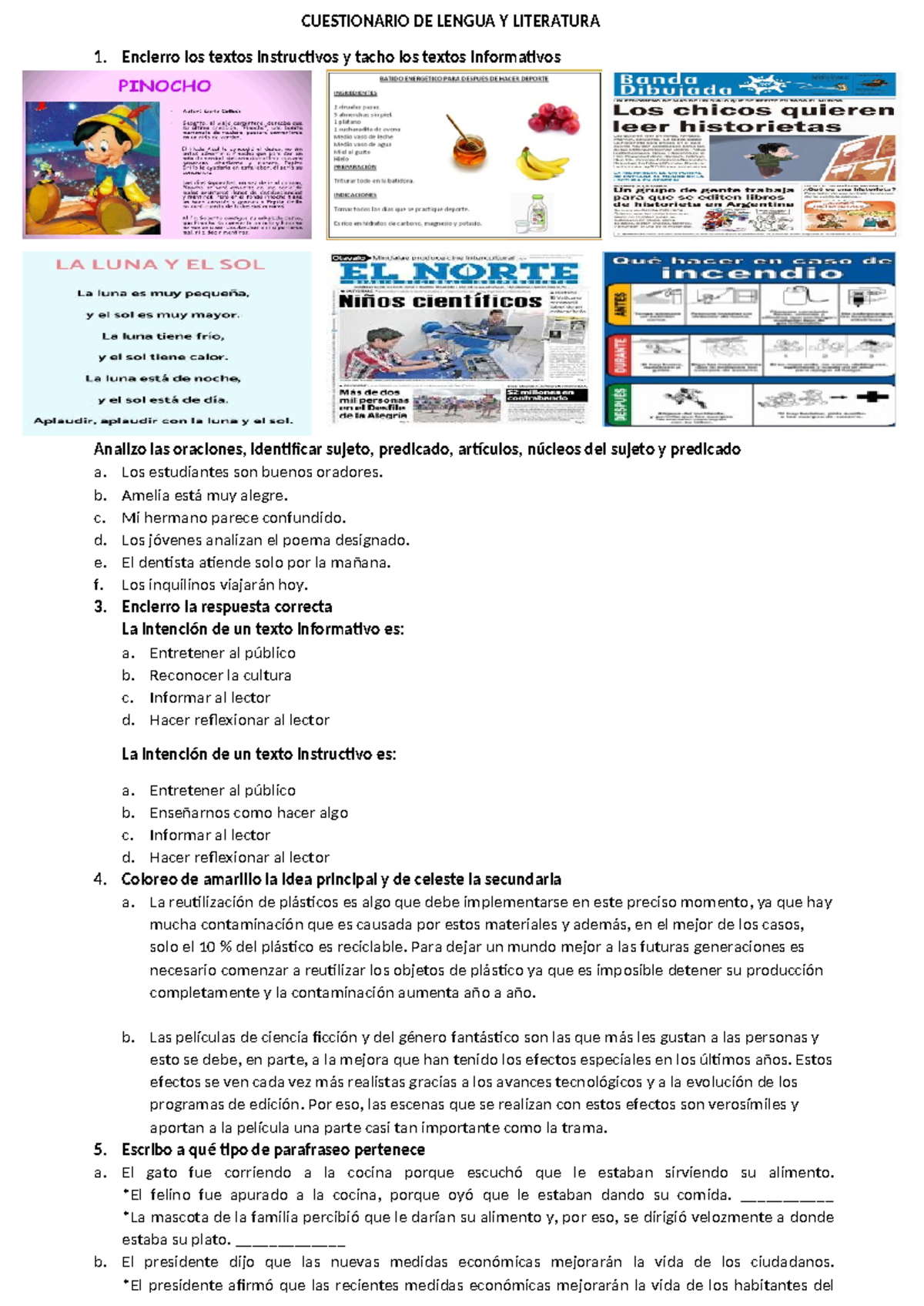 Cuestionario DE Lengua Y Literatura - CUESTIONARIO DE LENGUA Y ...