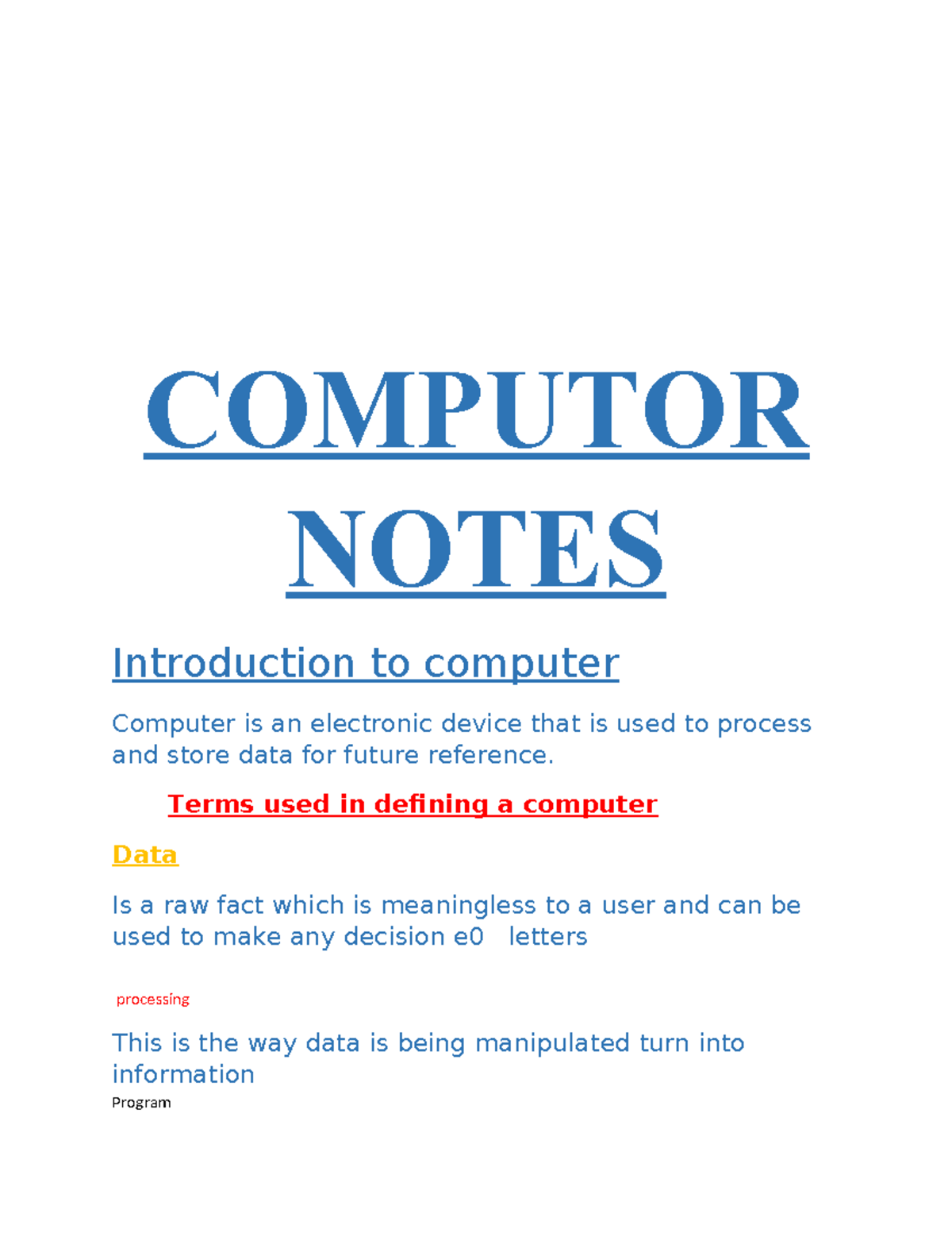 Computor Notes - Summary Multimedia and Graphics - COMPUTOR NOTES ...