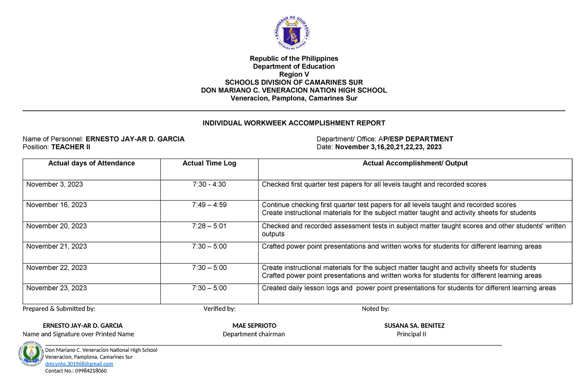 Accomplishment-Report - Republic of the Philippines Department of ...