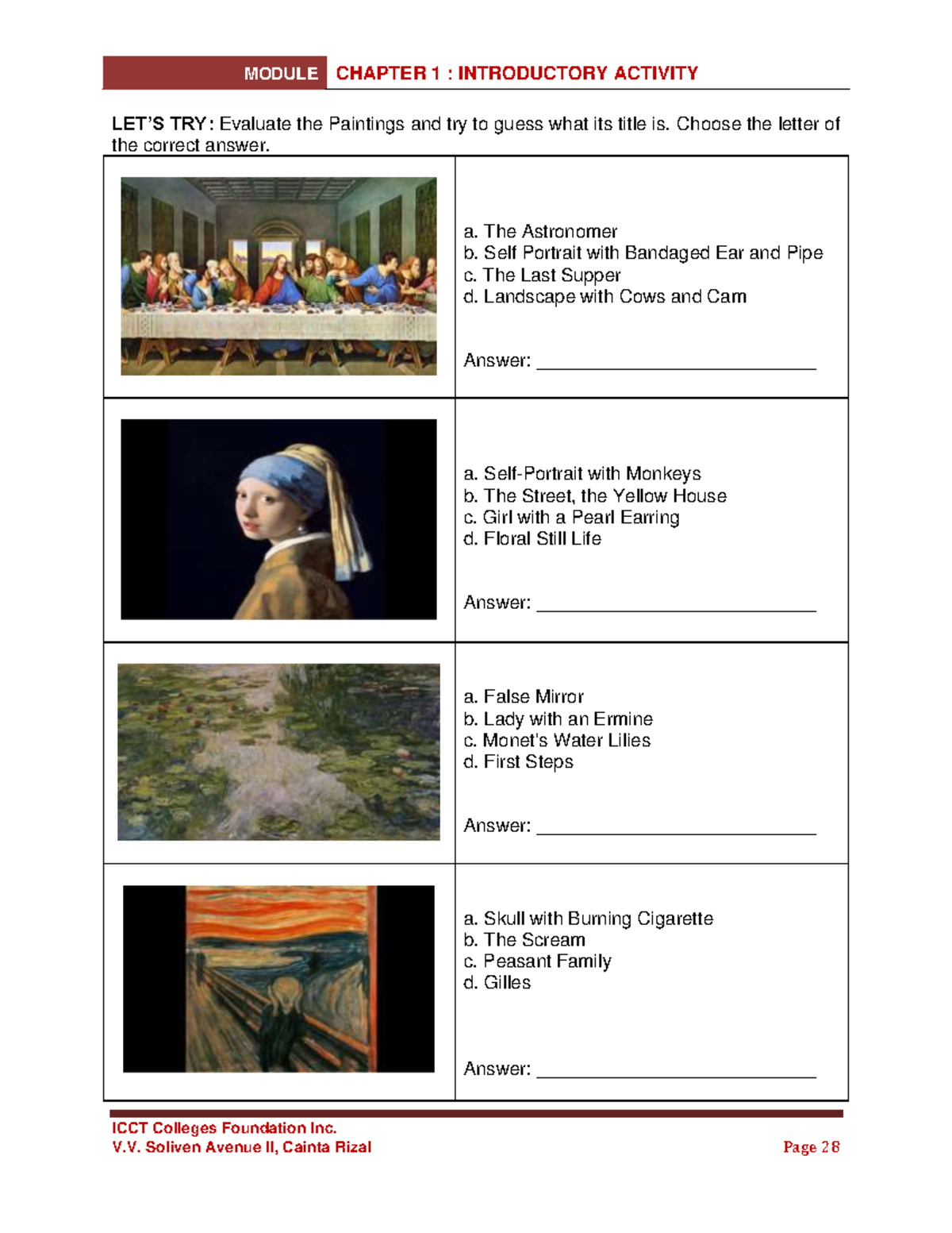 Chapter 1- Introductory Activity - ICCT Colleges Foundation Inc. LET’S ...