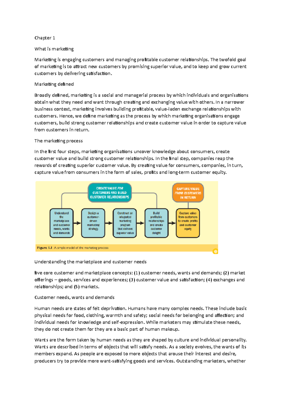 Chapter 1 - Chapter 1 What is marketing Marketing is engaging customers ...