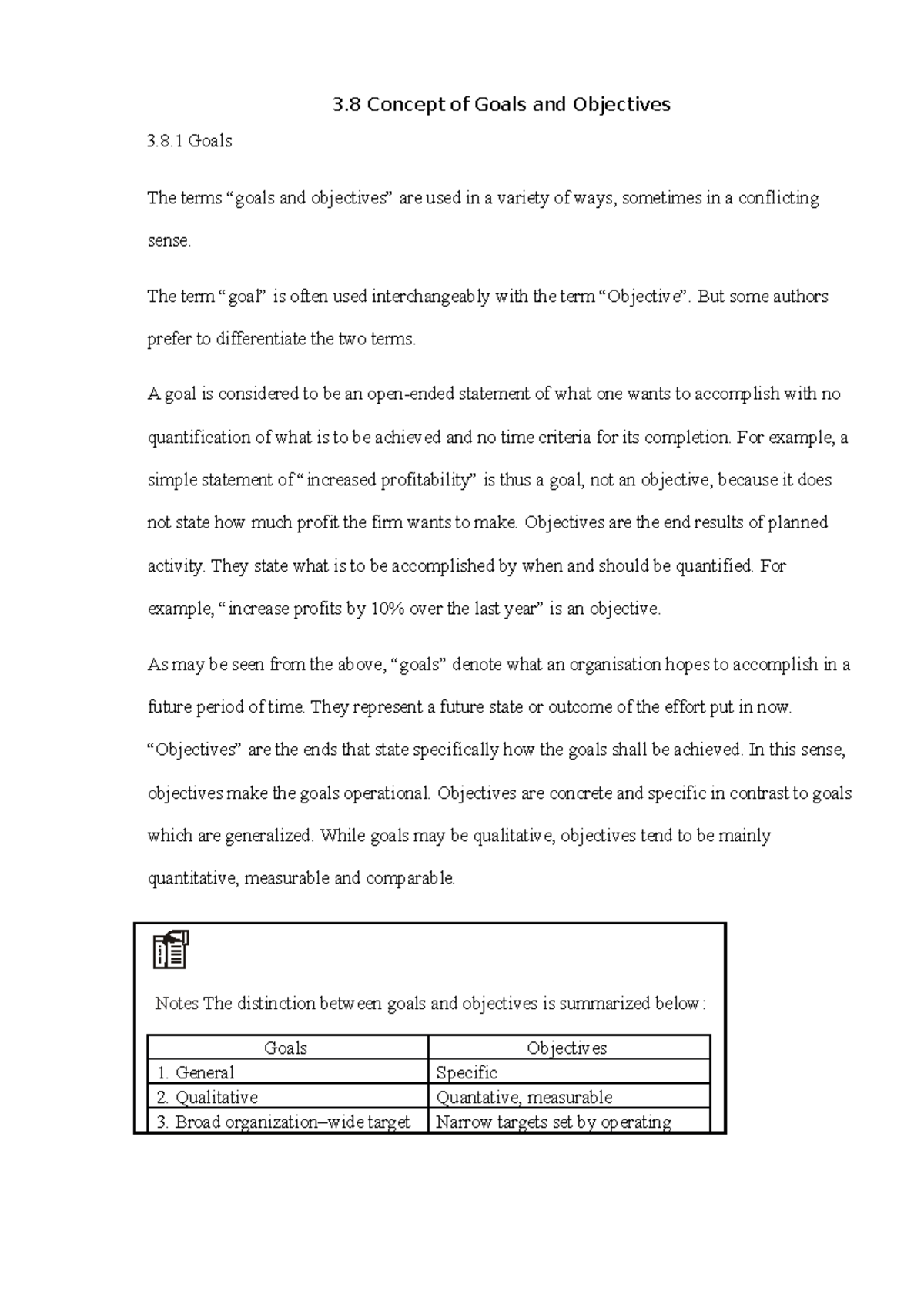 Concept of Goals and Objectives - 8 Goals The terms “goals and ...