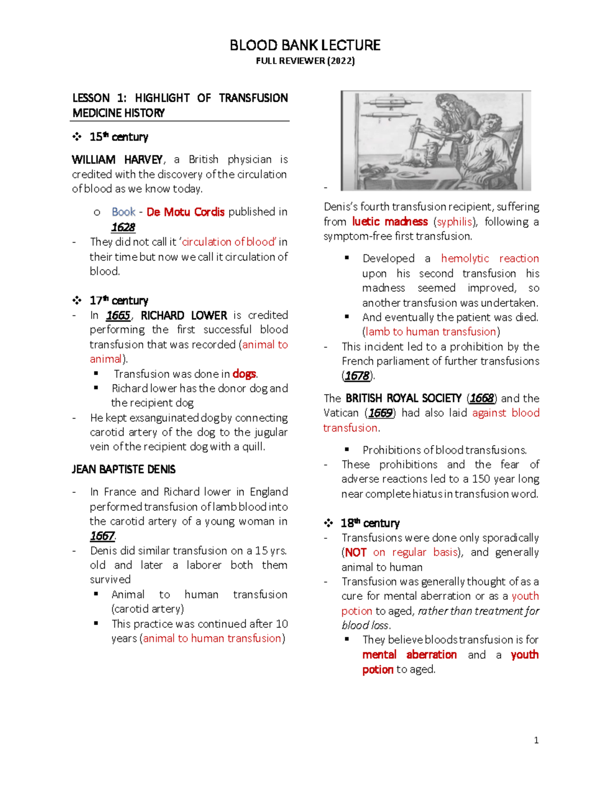 Bloodbank LEC FULL Reviewer - FULL REVIEWER (2022) LESSON 1 : HIGHLIGHT ...