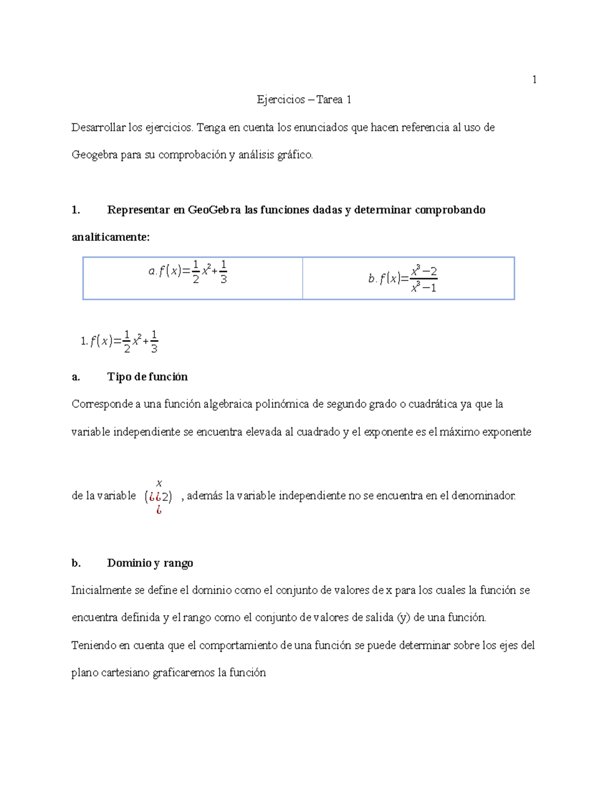 Tarea 1 Funciones - Actividad 1 Calculo Diferencial - Ejercicios ...