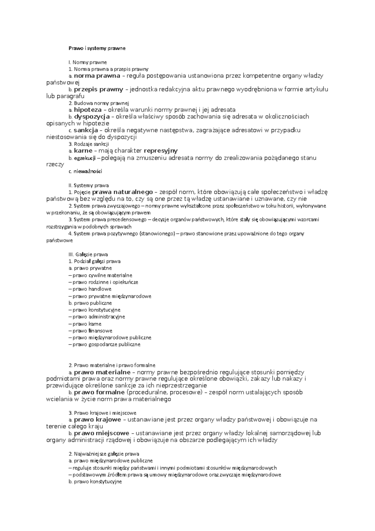 Przepis Prawny A Norma Prawna Prawo - Notatki z wykładu 10 - Prawo i systemy prawne I. Normy prawne