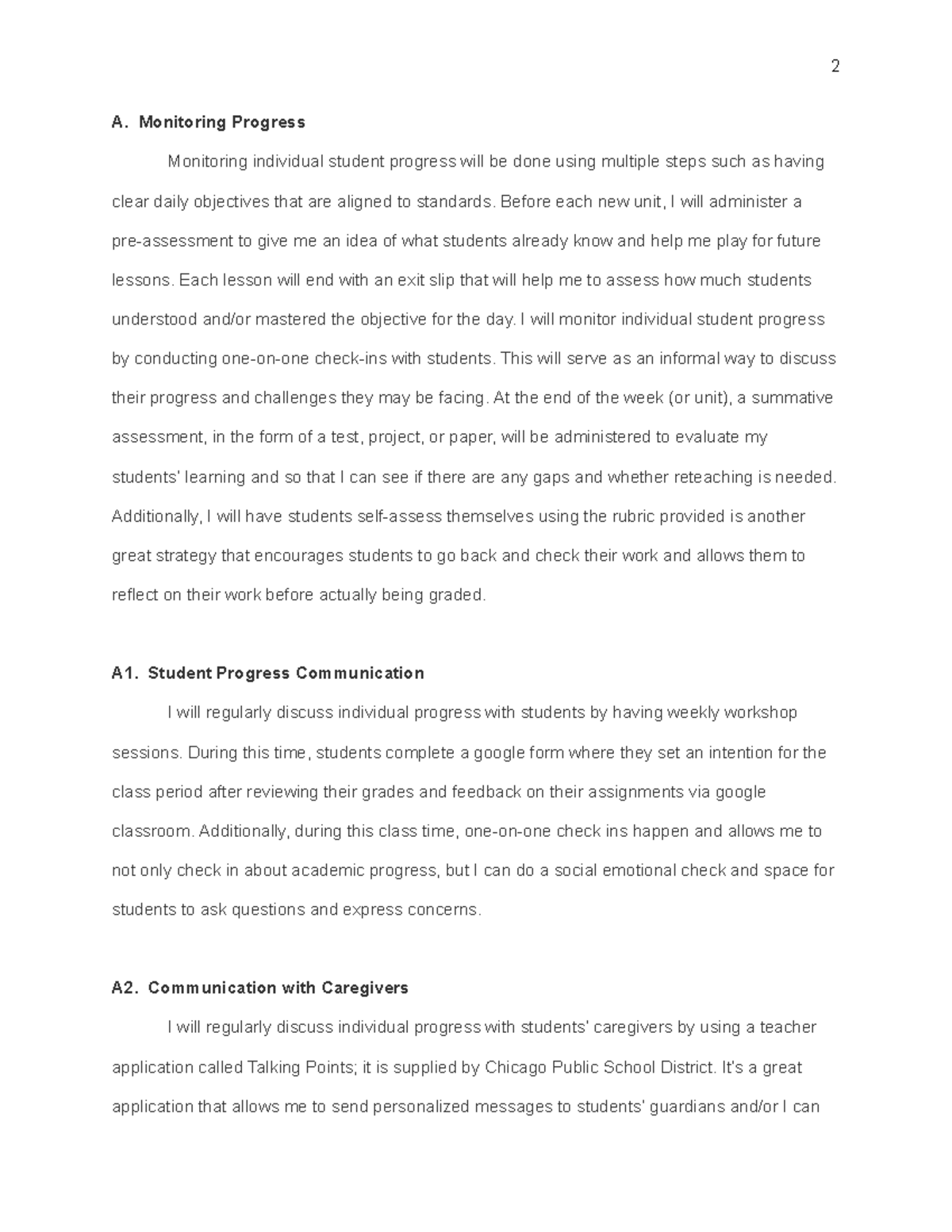 D187-Task 4 - Passed - 2 A. Monitoring Progress Monitoring individual ...