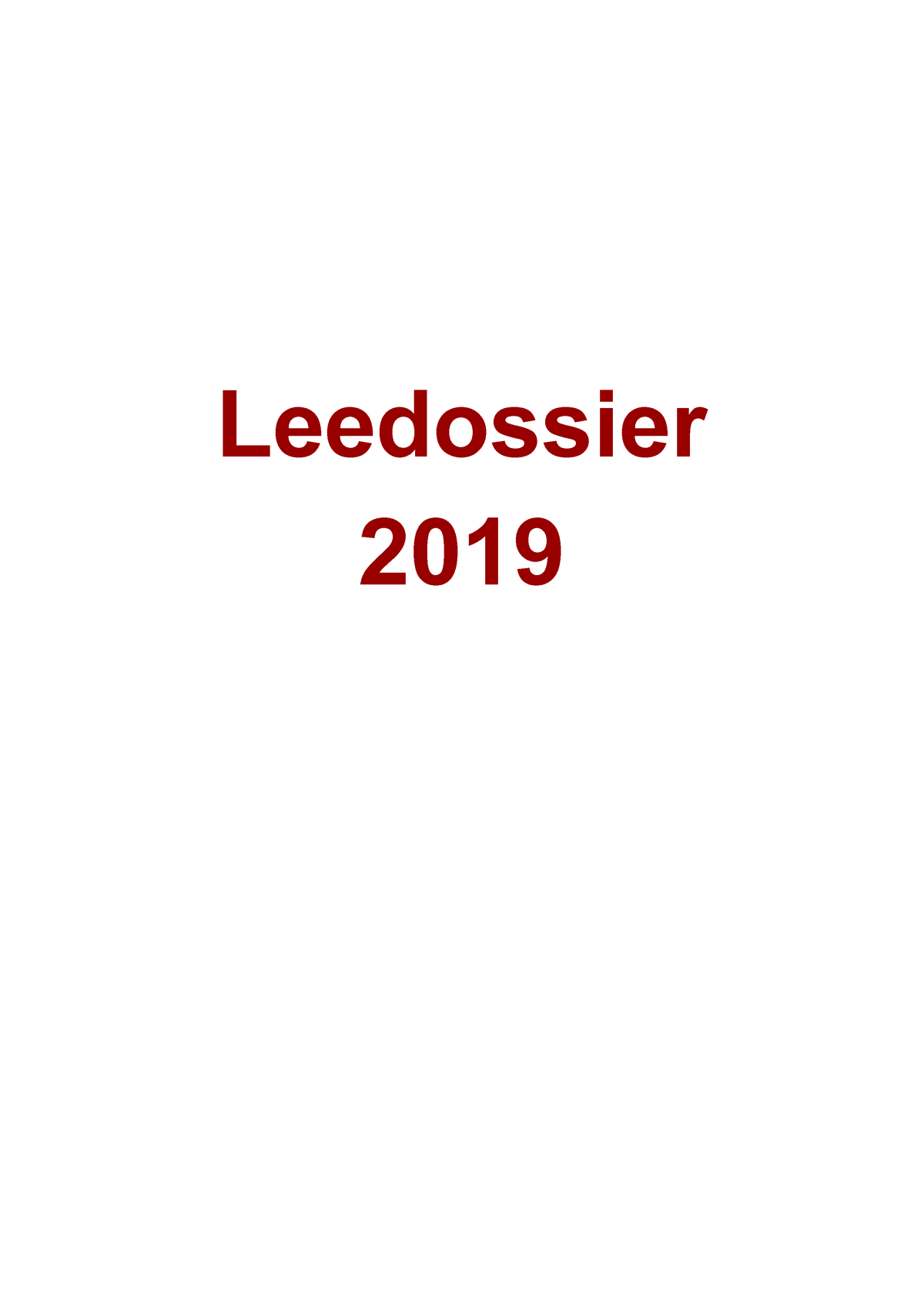 Leesdossier Van Boeken Samenvatting En Betoog - Leedossier 2019 ...