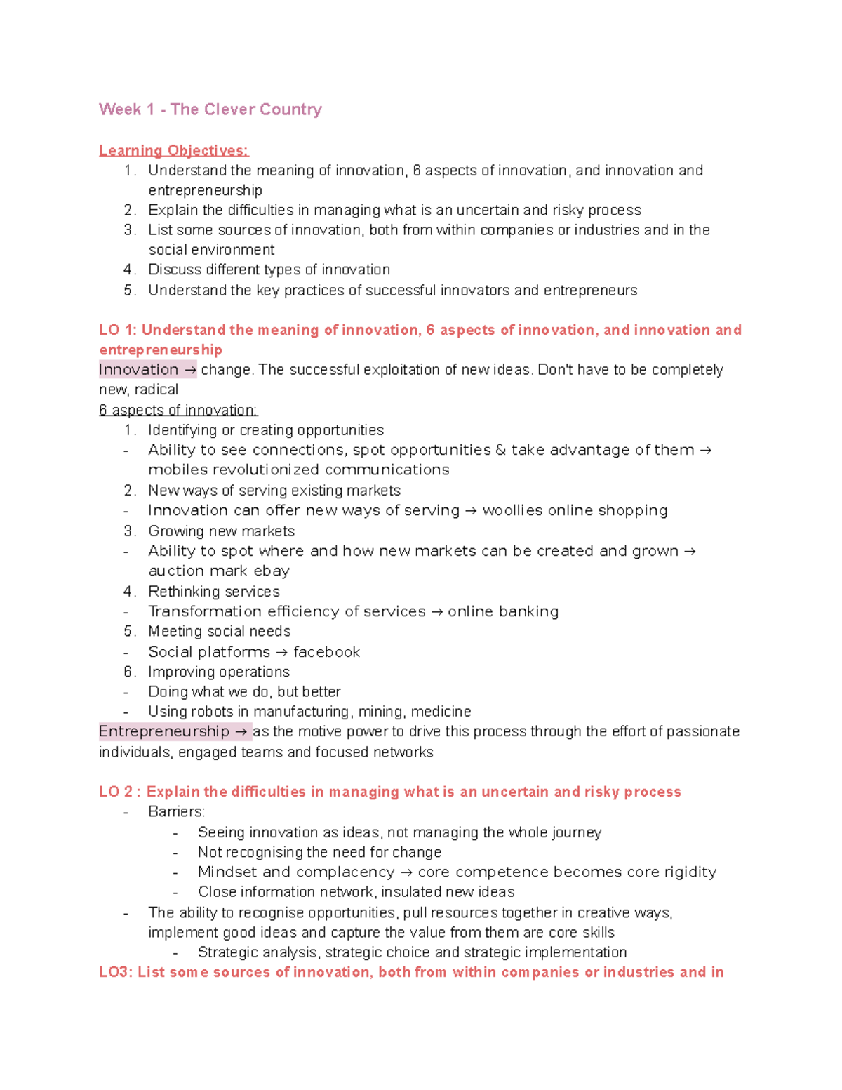 EIM Week 1 - week 1 summarised notes based on learning outcomes - Week ...