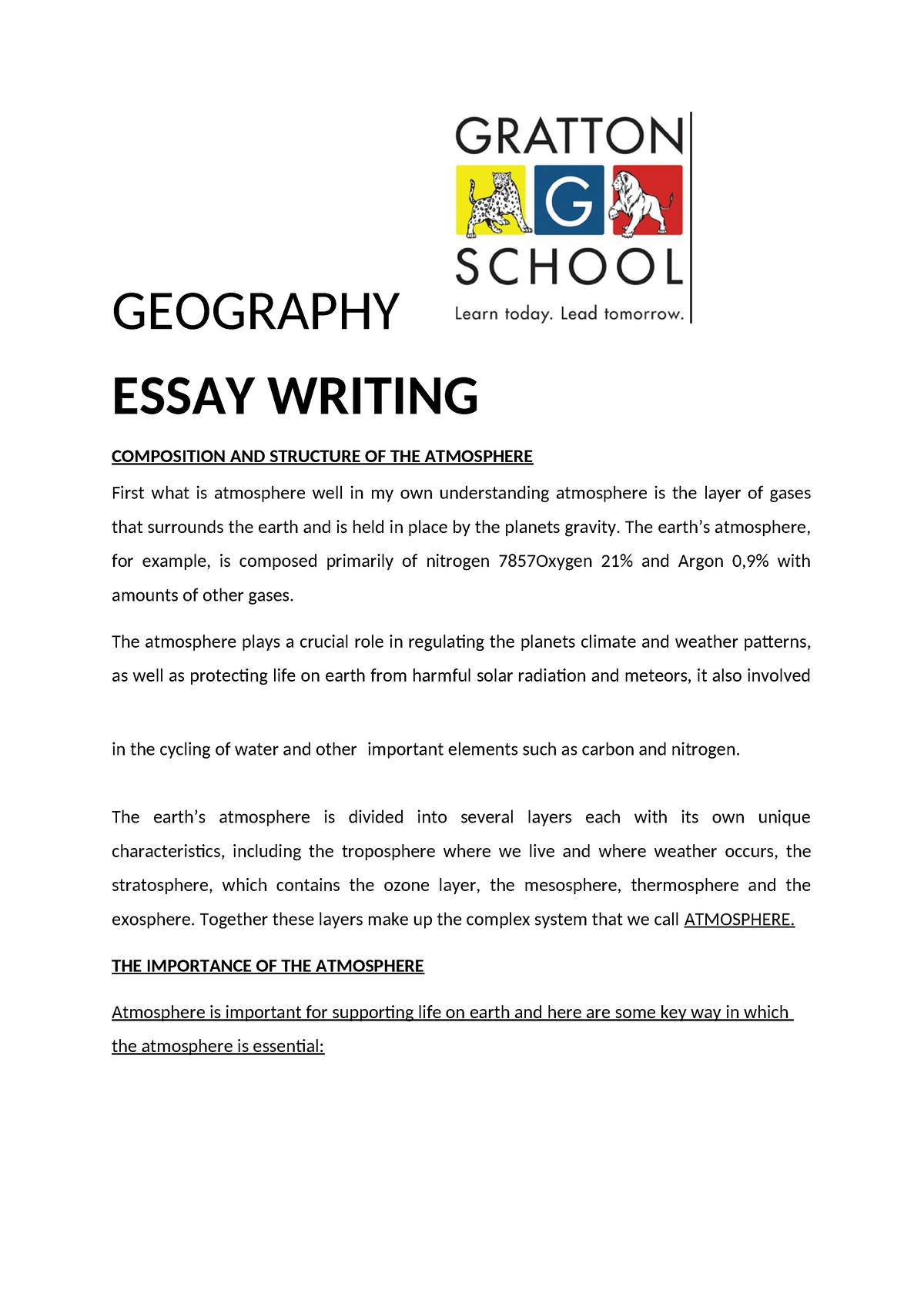 Geographygrade 10 essay - GEOGRAPHY ESSAY WRITING COMPOSITION AND ...