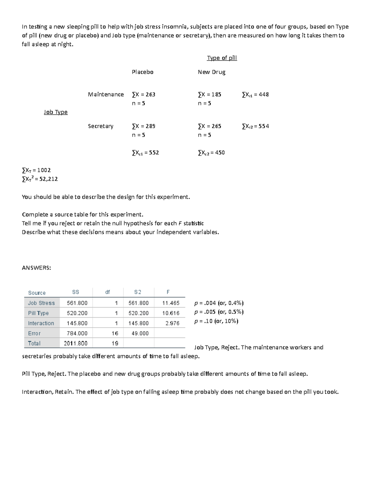 Multivariate 2 - Practice for Stats problems - In testing a new ...