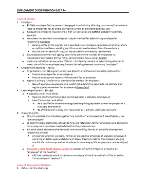 Employment Discrimination Outline - OUTLINE: EMPLOYMENT DISCRIMINATION ...