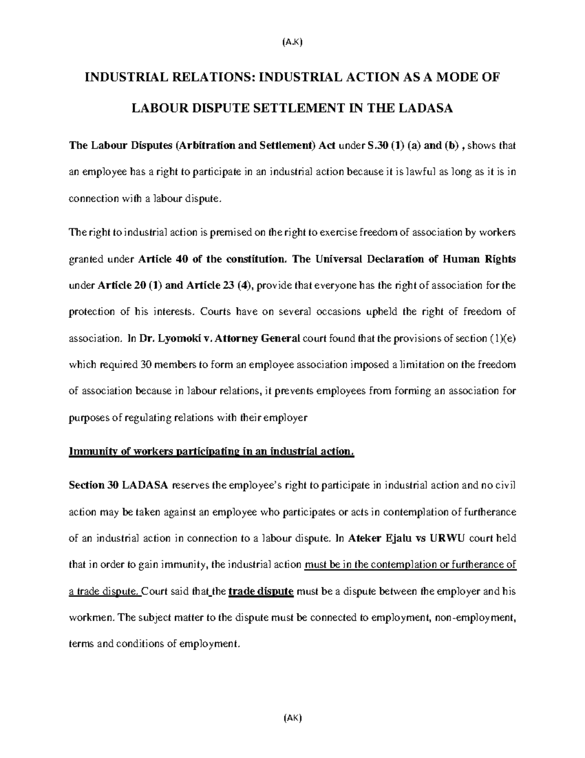 Industrial Relations Highlights the law on collective bargaining and