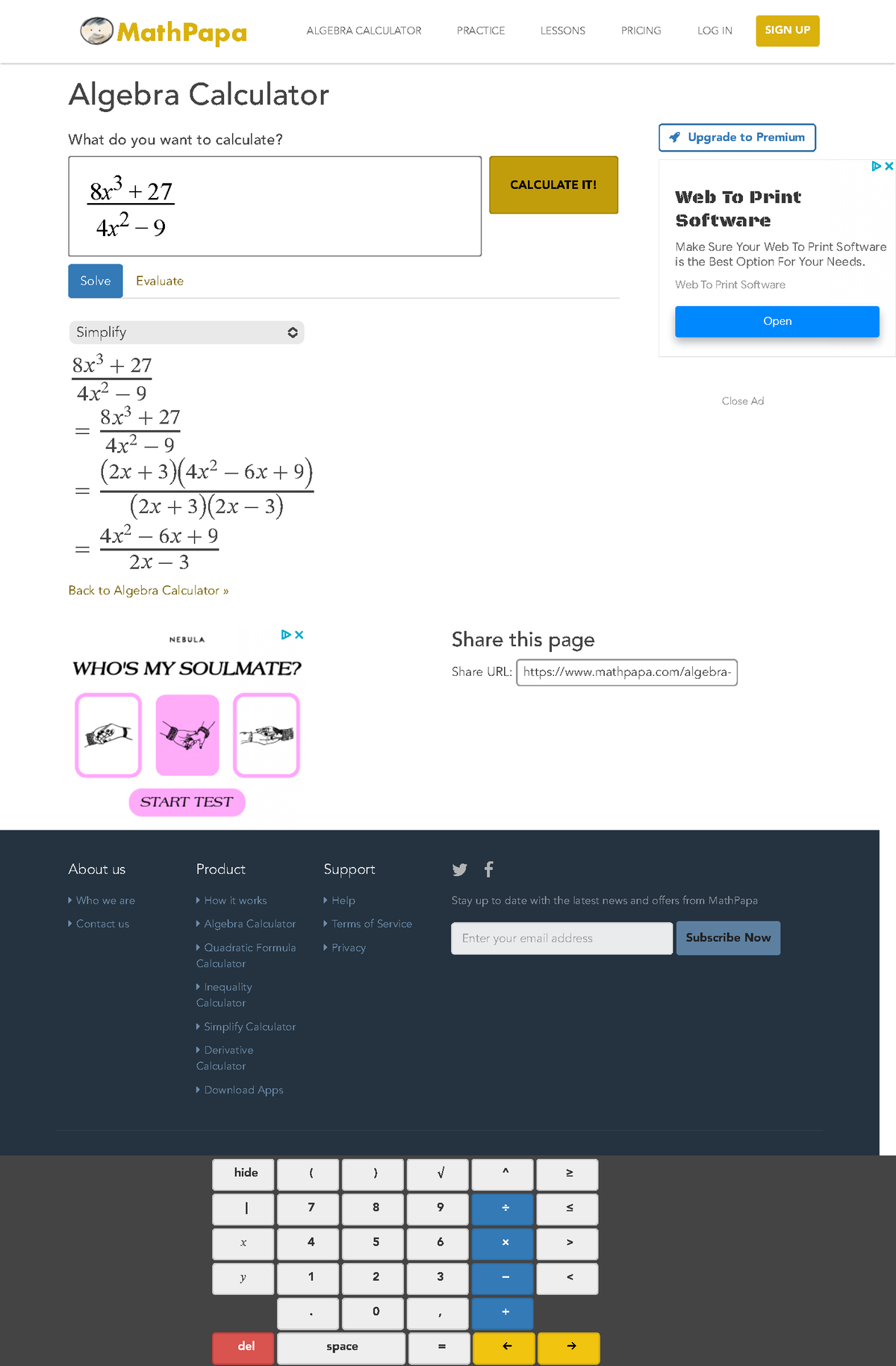 Algebra Calculator - Math Papa - Algebra Calculator © 2023 MathPapa ...