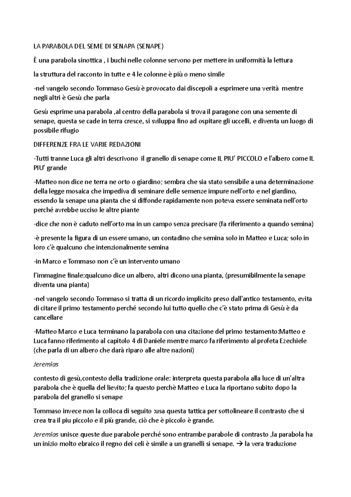 Parabole 2 - appunti fatti bene a lezione - LA PARABOLA DEL SEME DI ...