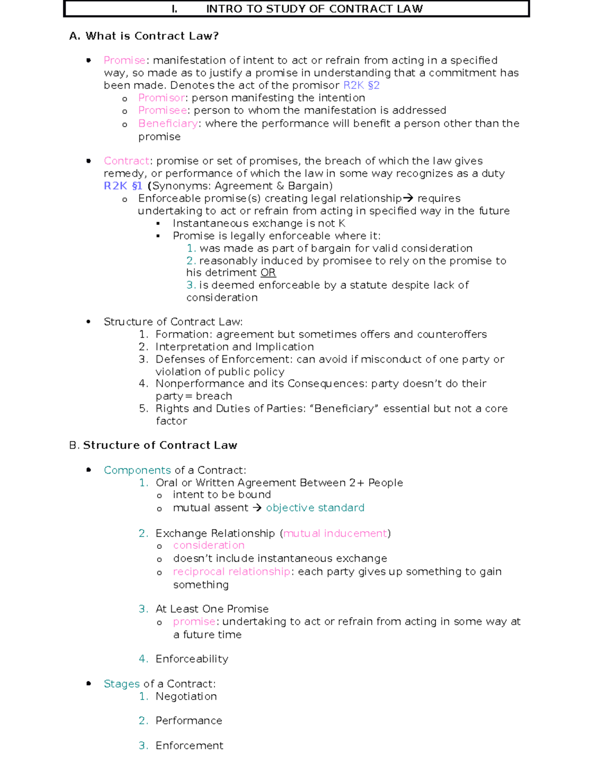 contracts-outline-copy-i-intro-to-study-of-contract-law-a-what-is