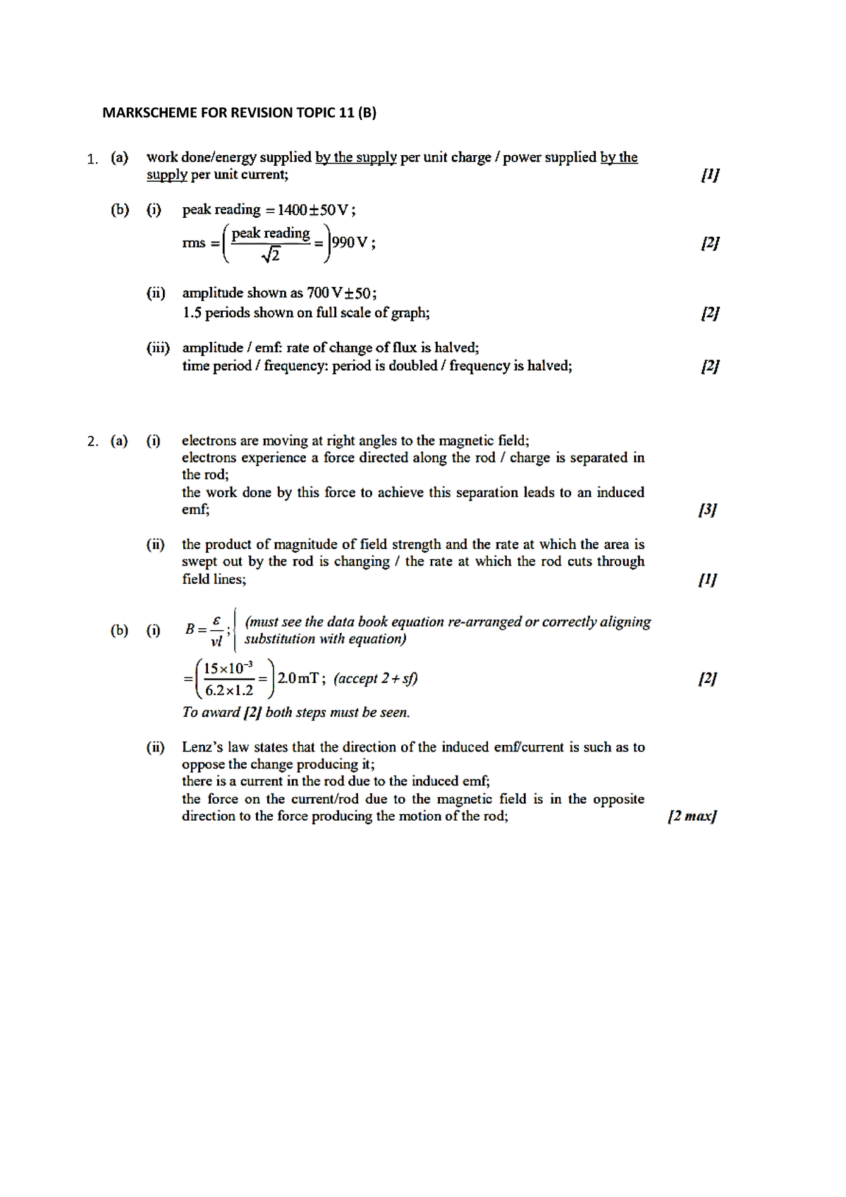 Markscheme FOR Revision Topic 11 (B) - Surveying - Studocu